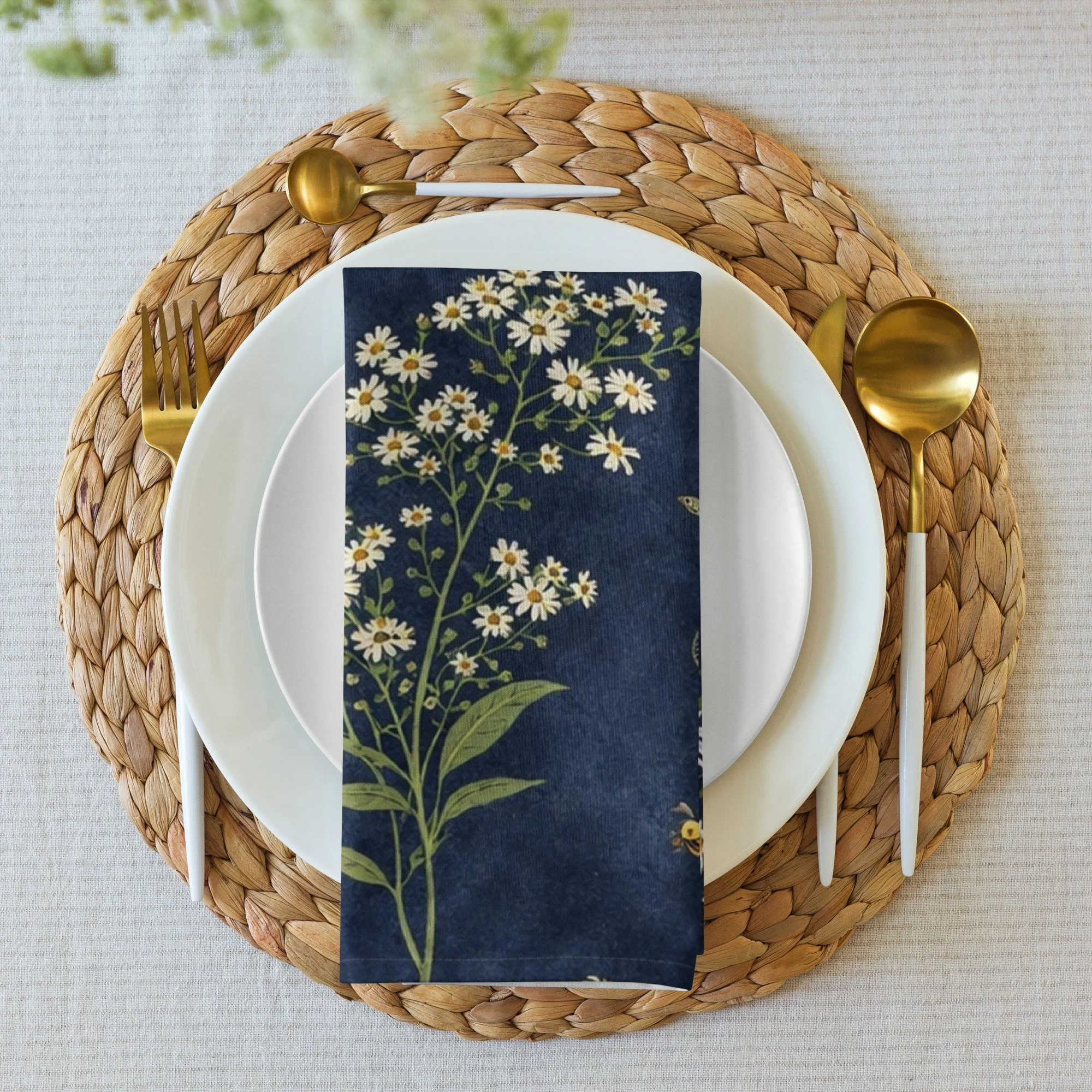 Cloth Napkin Set with Native Floral Patterns | Aster, Goldenrod, Milkweed & Dogwood