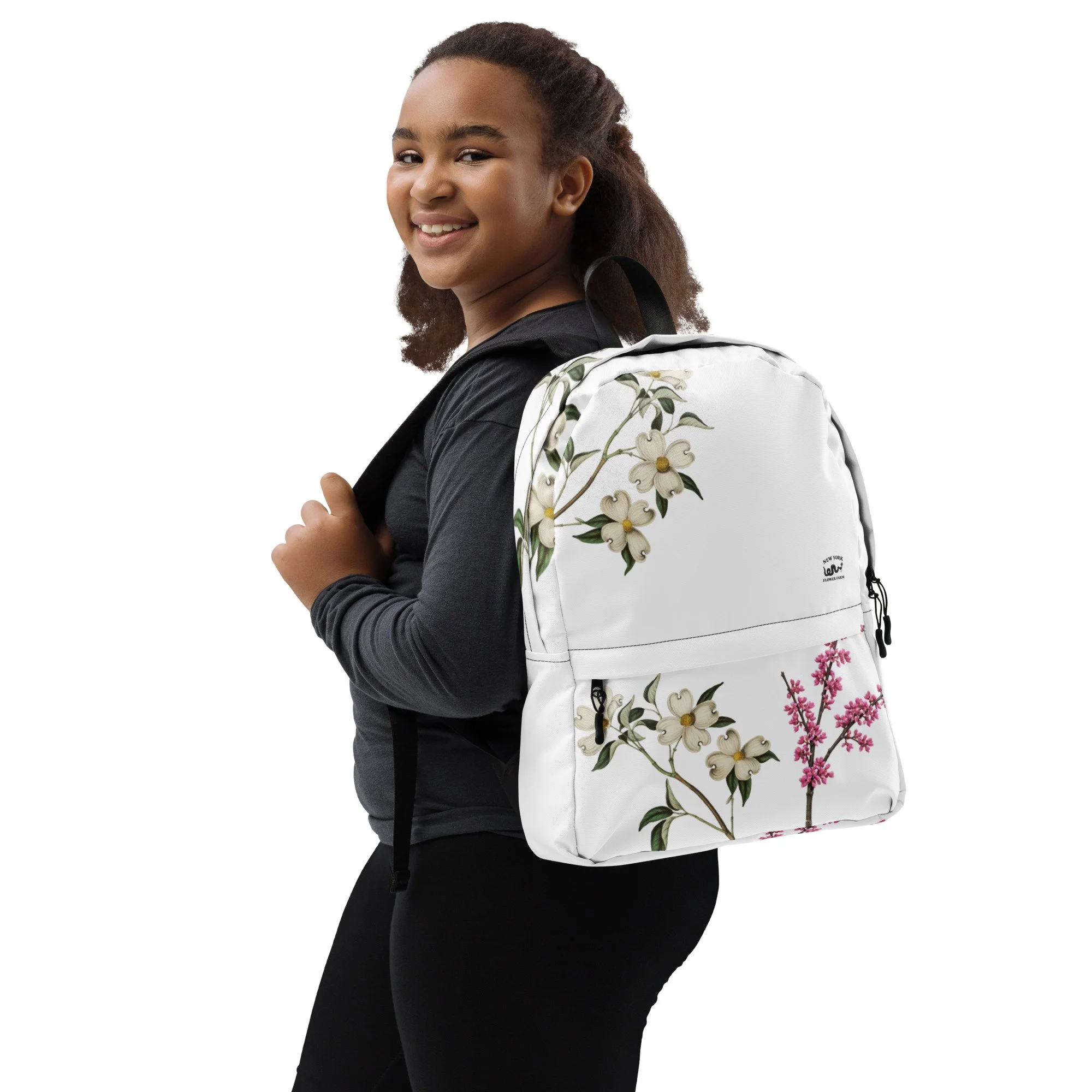 Backpack with White Flowering Dogwood Floral Pattern | Native Tree Design
