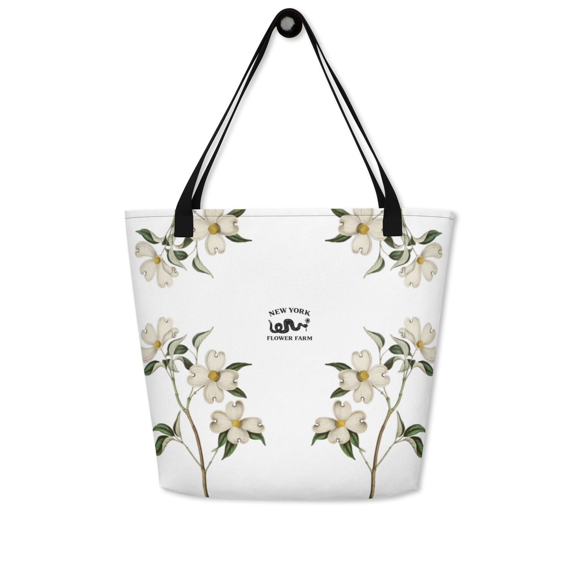 Beautiful Tote Bag with White Flowering Dogwood Floral Pattern | Native Tree Design