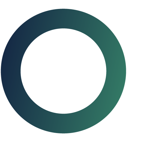 Een cirkelvormige grafiek met een verloop van donkerblauw naar groen