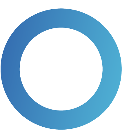 Een blauwe cirkel met een witte lege ruimte in het midden.