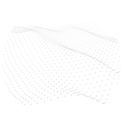 3D wave pattern of white dots on black background with grid-like surface