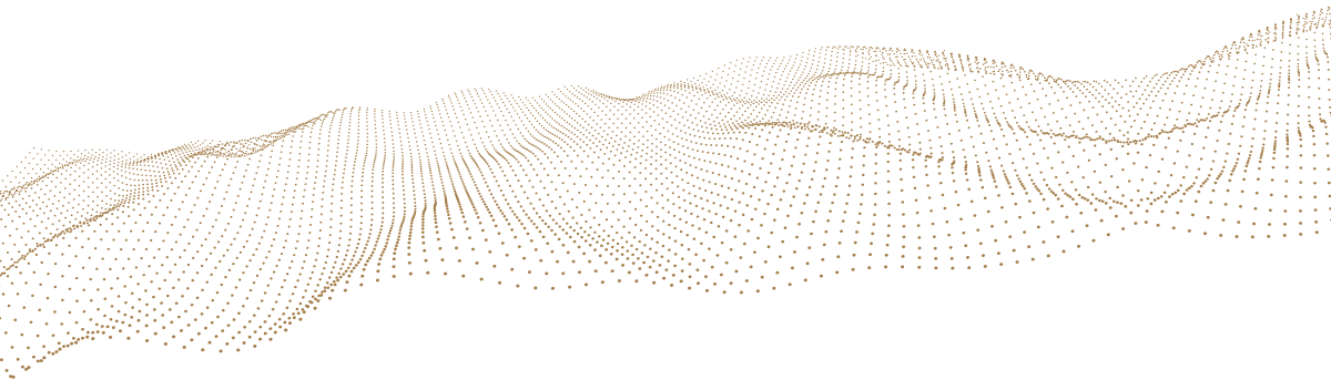 Digital 3D wave pattern made of small dots on black background.