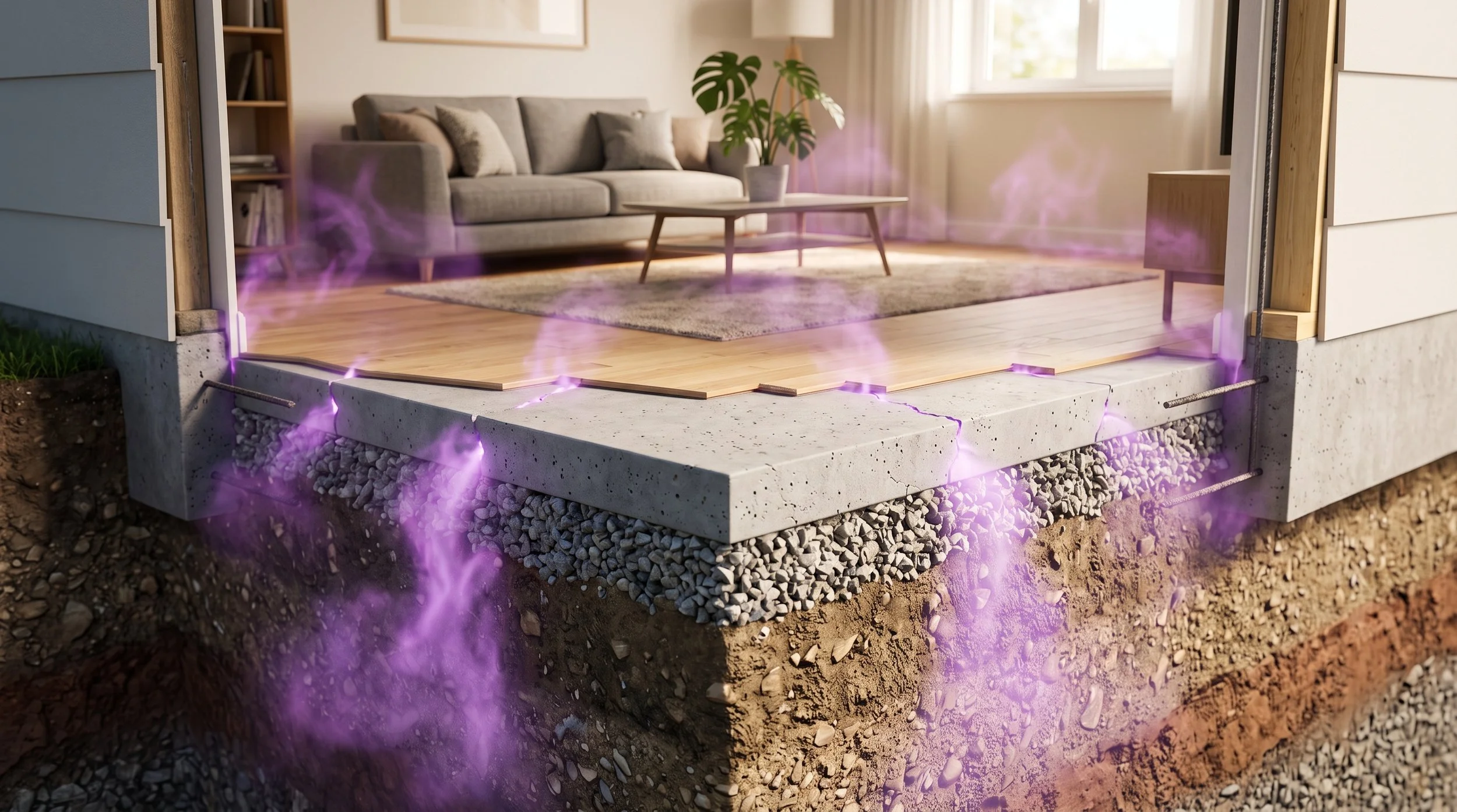 Radon gas entering a home