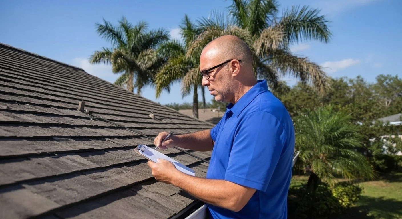 home inspector inspecting a roof