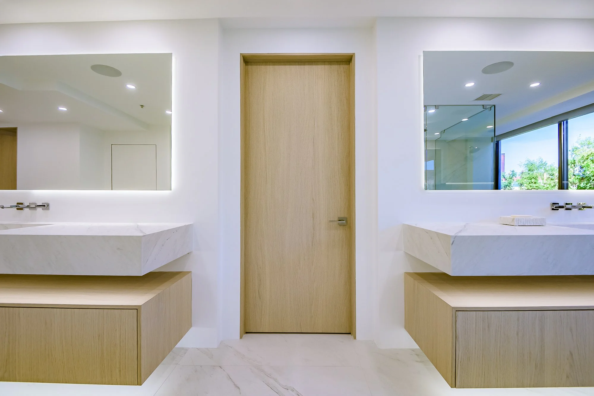 Custom white oak bathroom cabinets