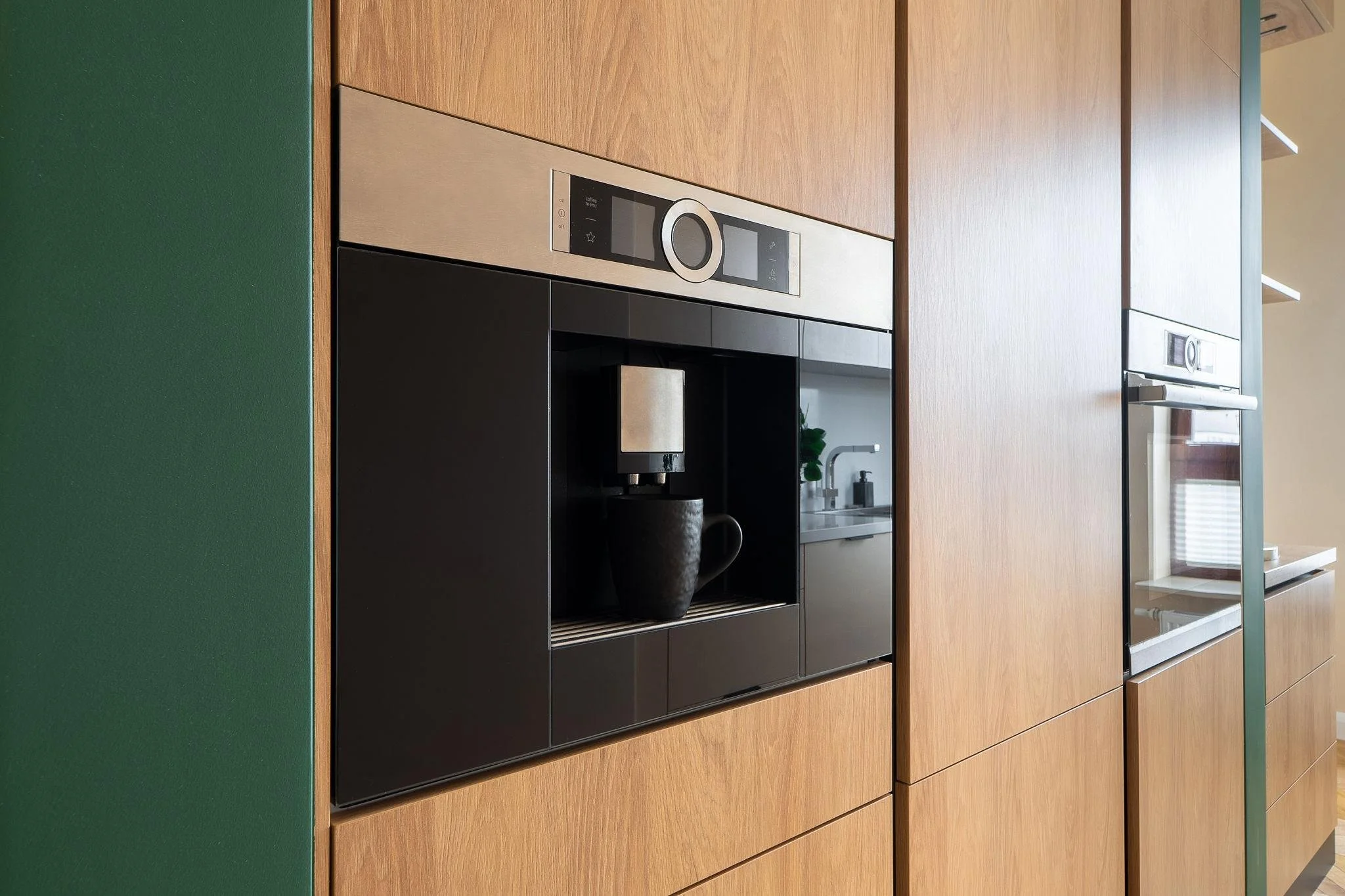 madley fine cabinetry integrated coffee maker cabinets luxury kitchen white oak