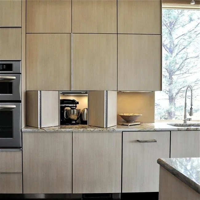 Integrated kitchen cabinets storage appliance garages