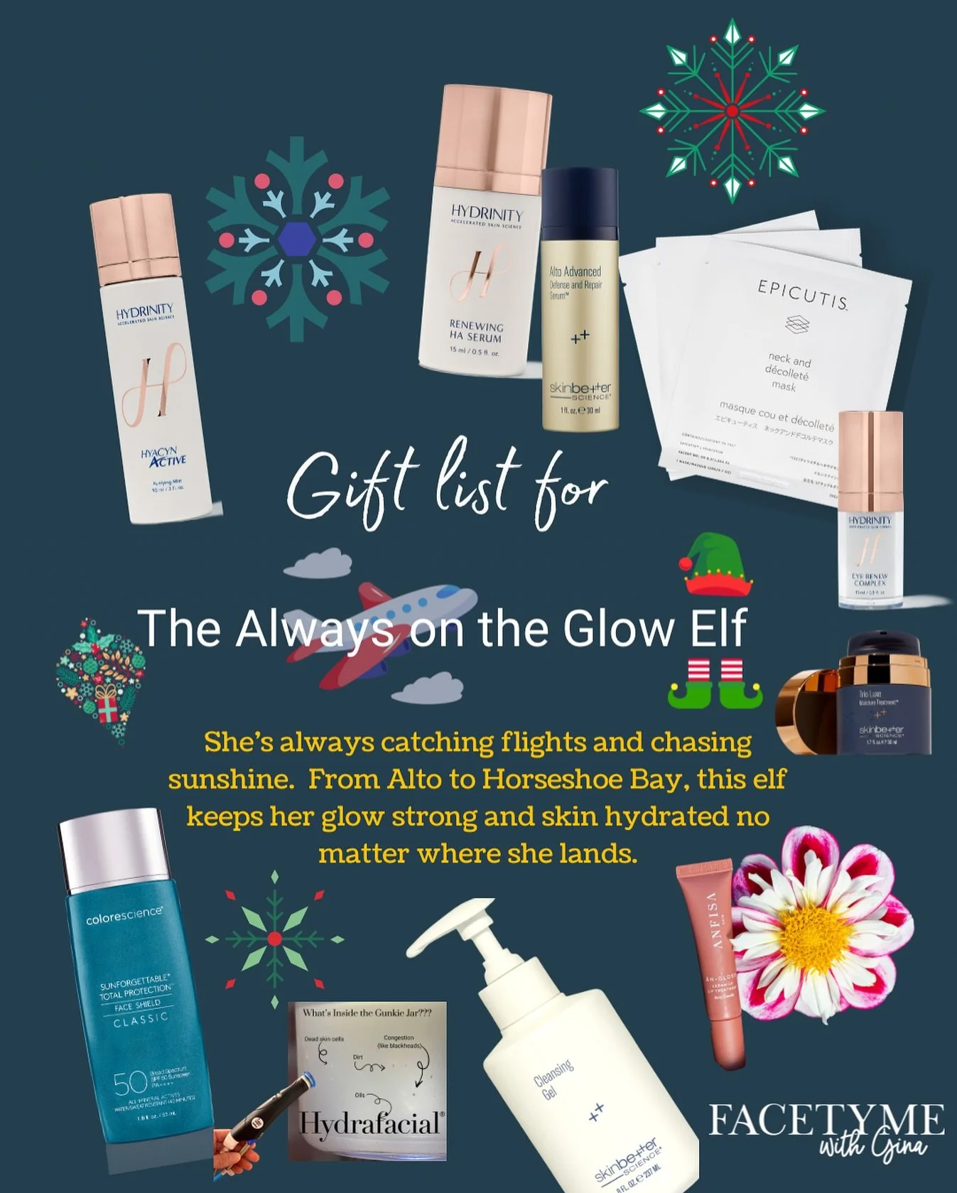 Ready to meet our next Holiday Elf? 

She&rsquo;s always catching flights or road trips and chasing sunshine. From Alto to Horseshoe Bay, this elf keeps her glow strong and skin hydrated no matter where she lands. 

She&rsquo;s the ALWAYS ON THE GLOW