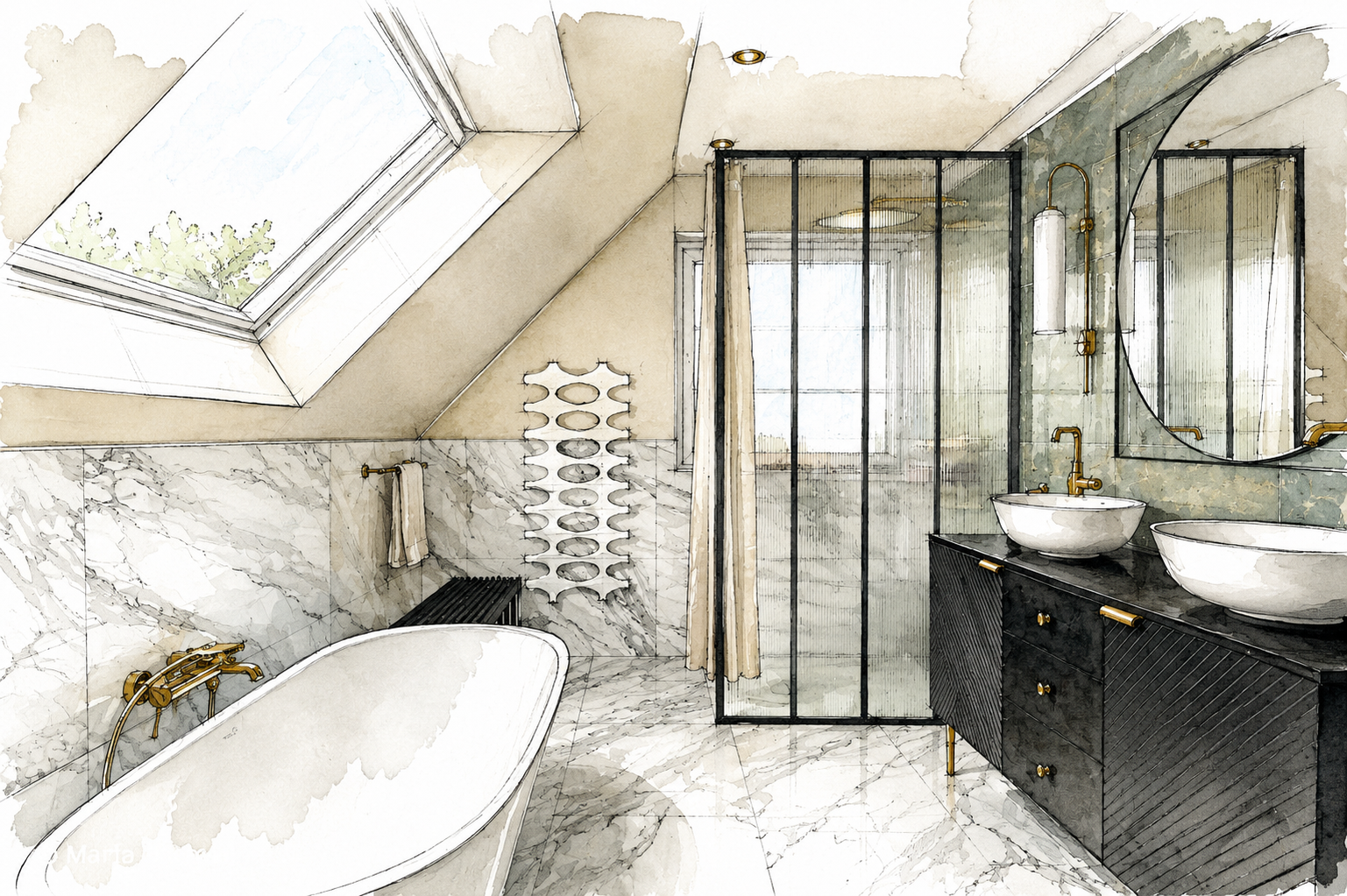 An art deco Family Bathroom
