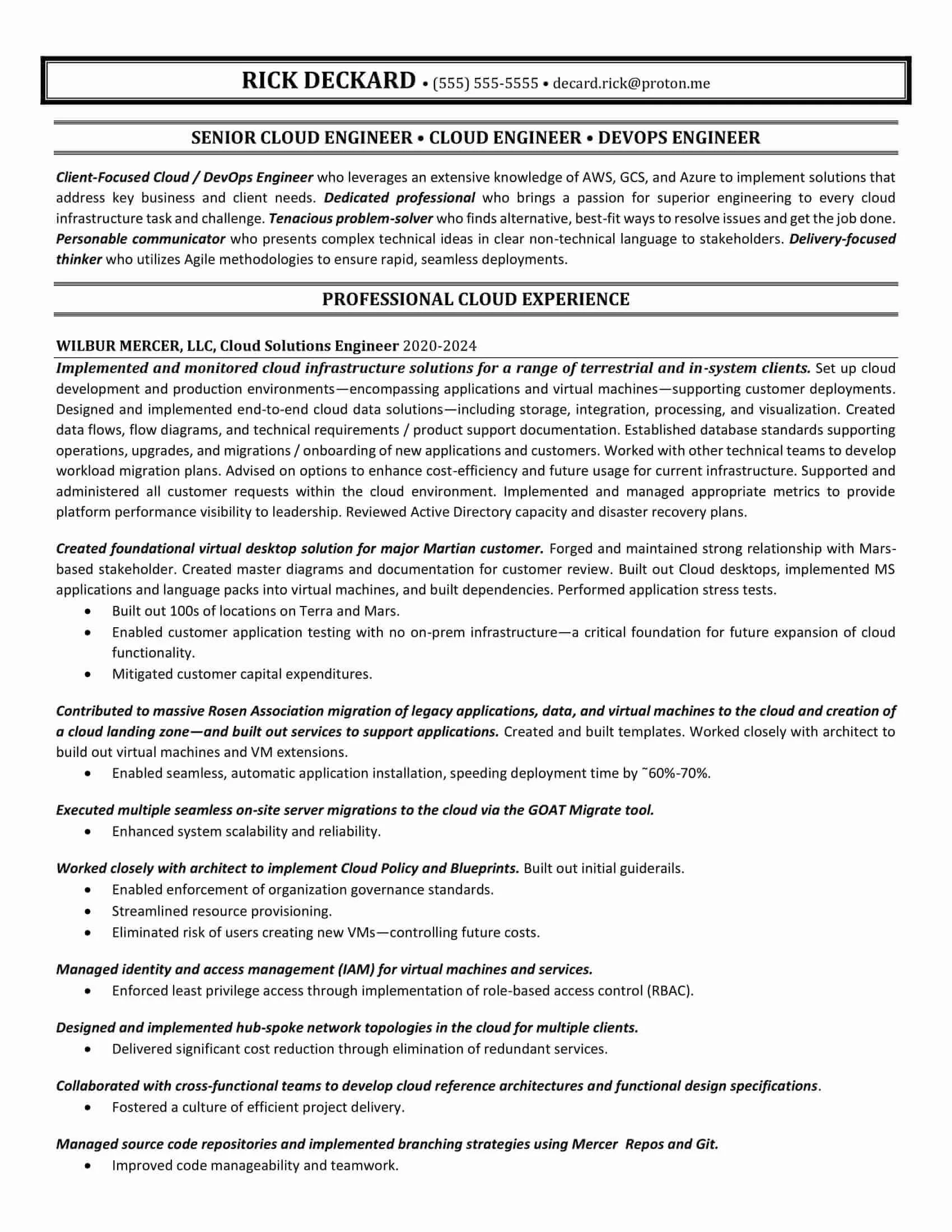 Cloud engineer resume example anonymized 2026