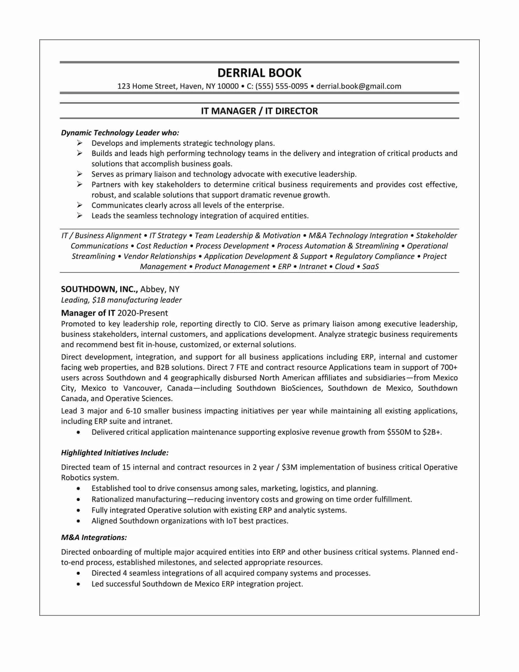 IT manager resume sample anonymized 2026