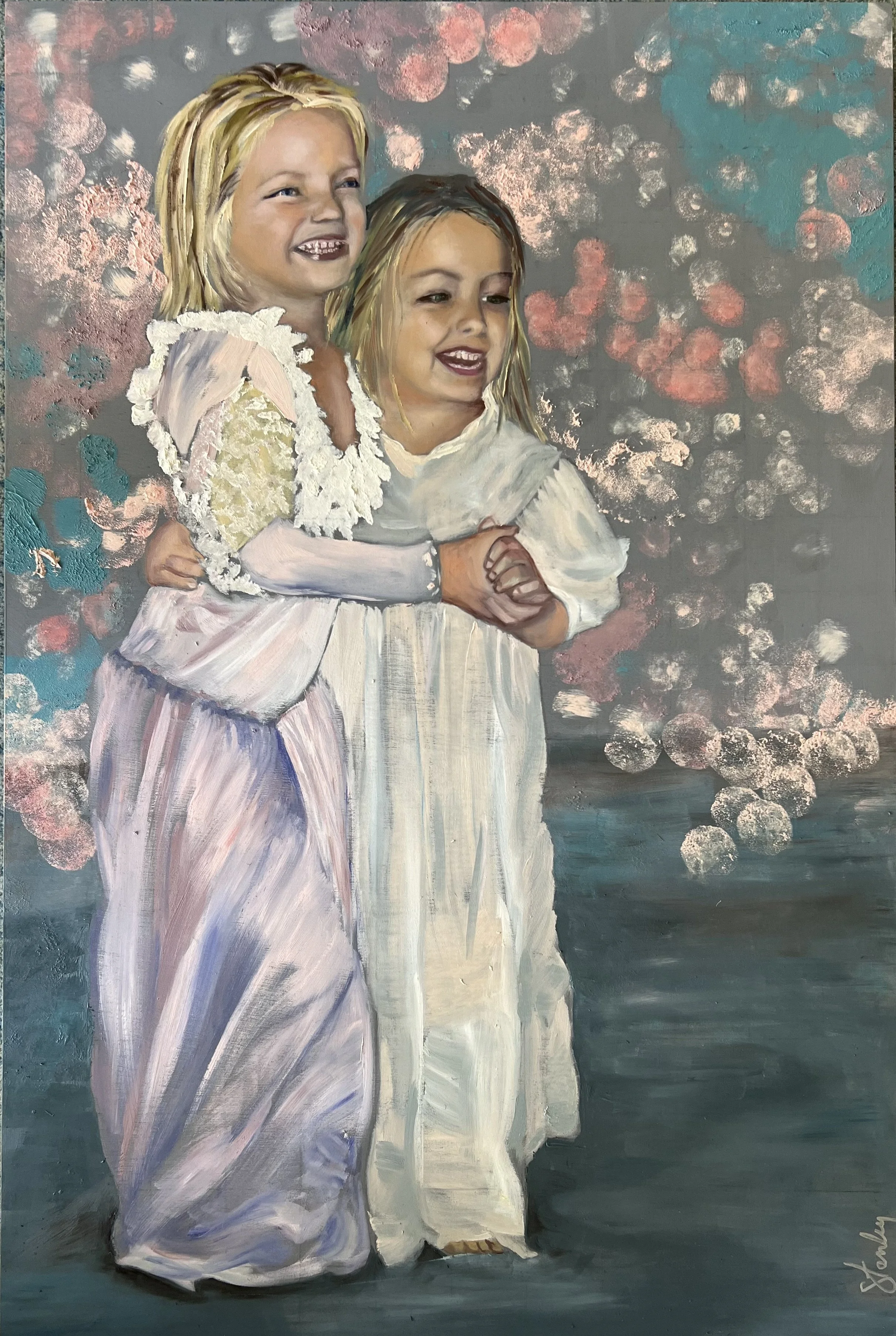 Dancing Sisters - 24 x 36 x 2.5” - Oil on Panel