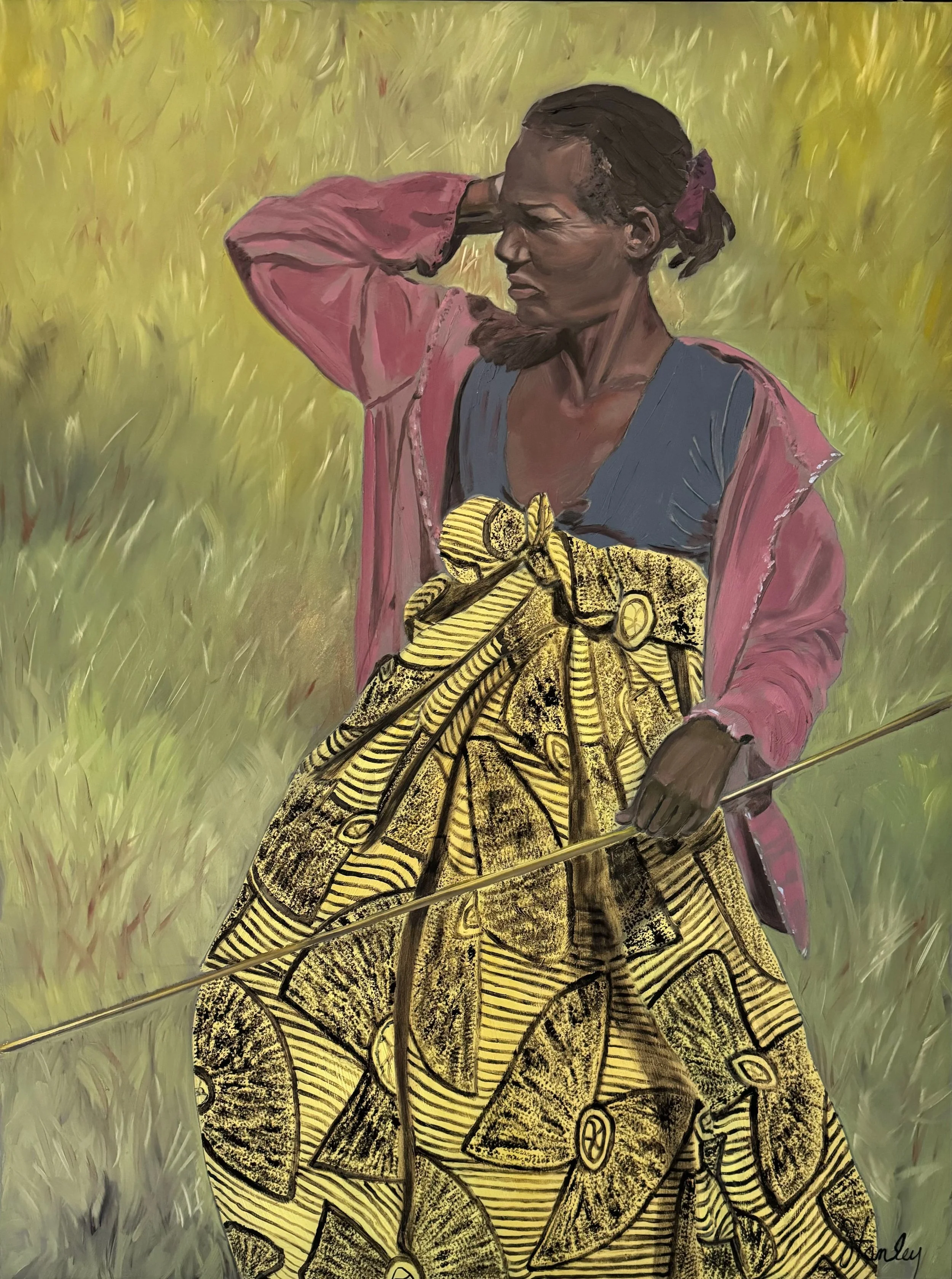 Herding Woman - 24 x 36 x 2.5" - Oil on Panel