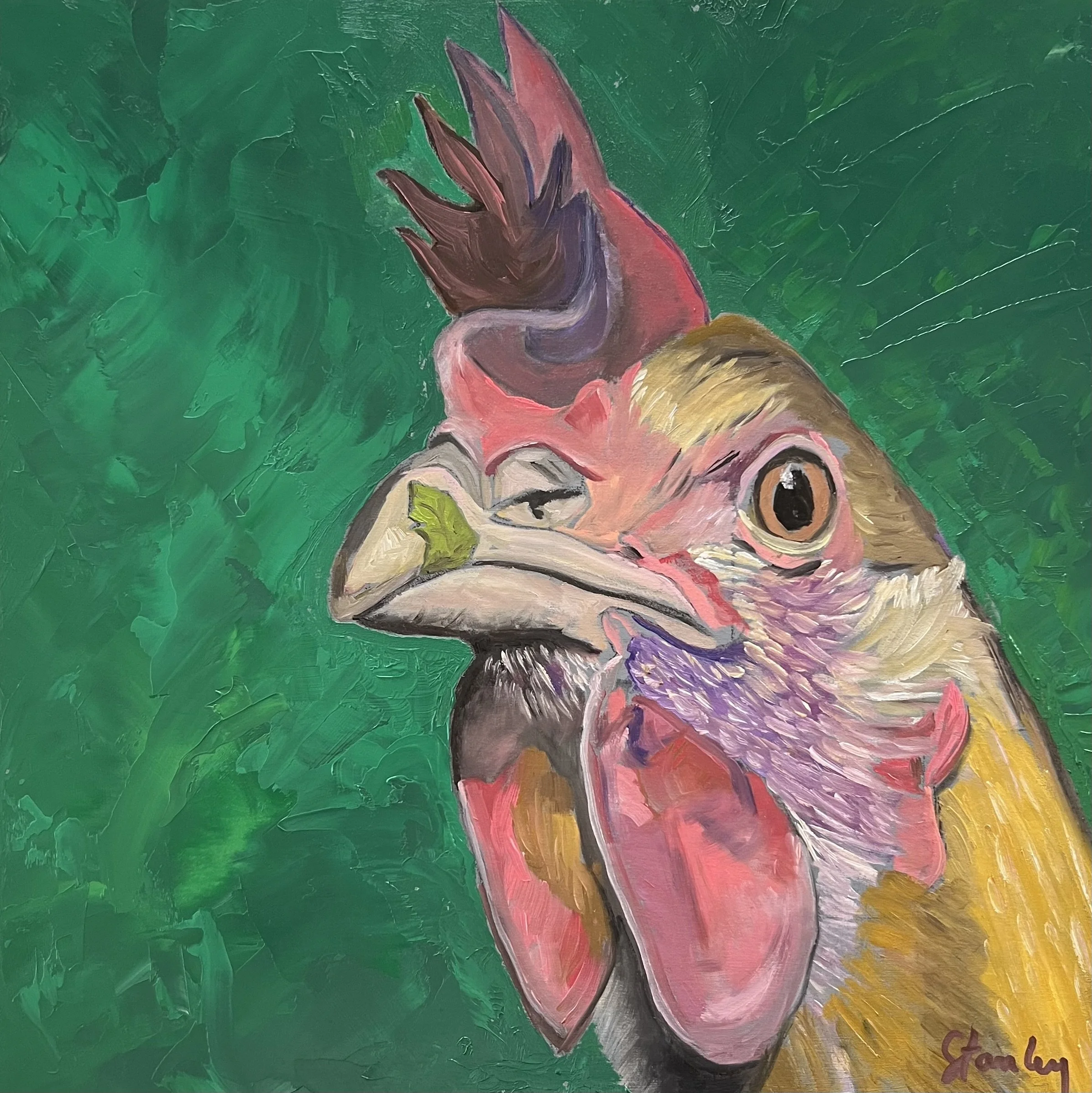 Biscuit II (Buff Orpington) - 12 x 12 x .75” - Oil on Panel