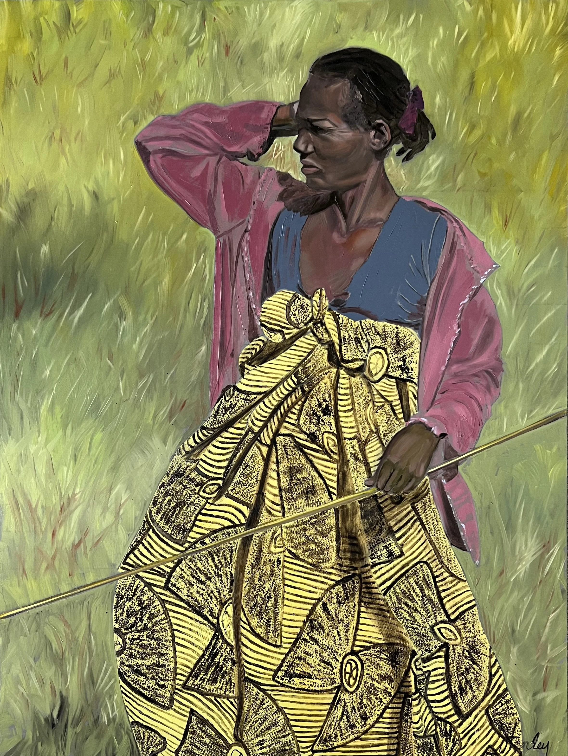 Herding Woman (Madagascar Series)- 30 x 40 x 2” - Oil on Panel