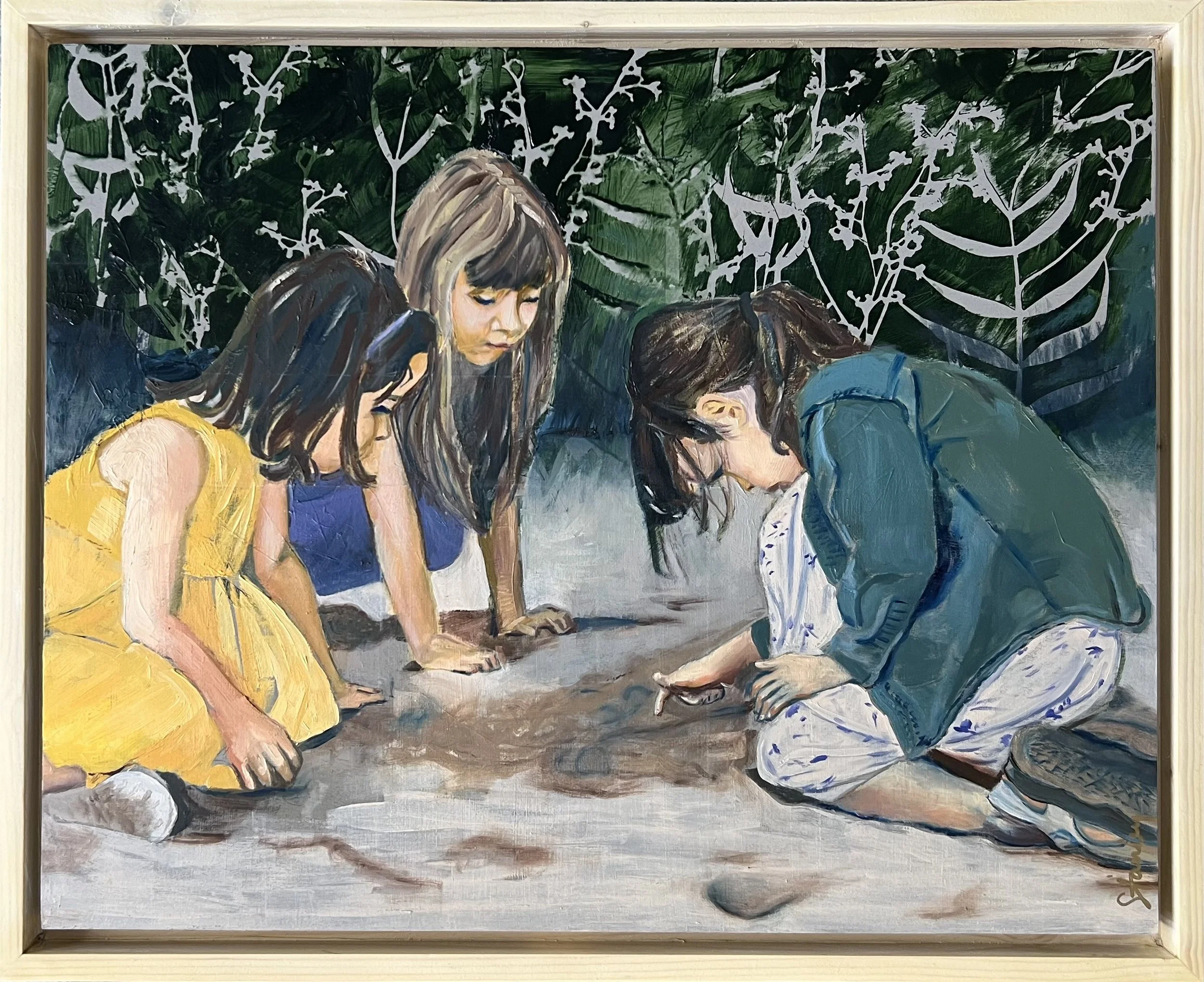 Sand Play - 16 x 20 x .75” unframed
 - 17 ¾ x 21 ¾ x 2” framed - Oil on Panel