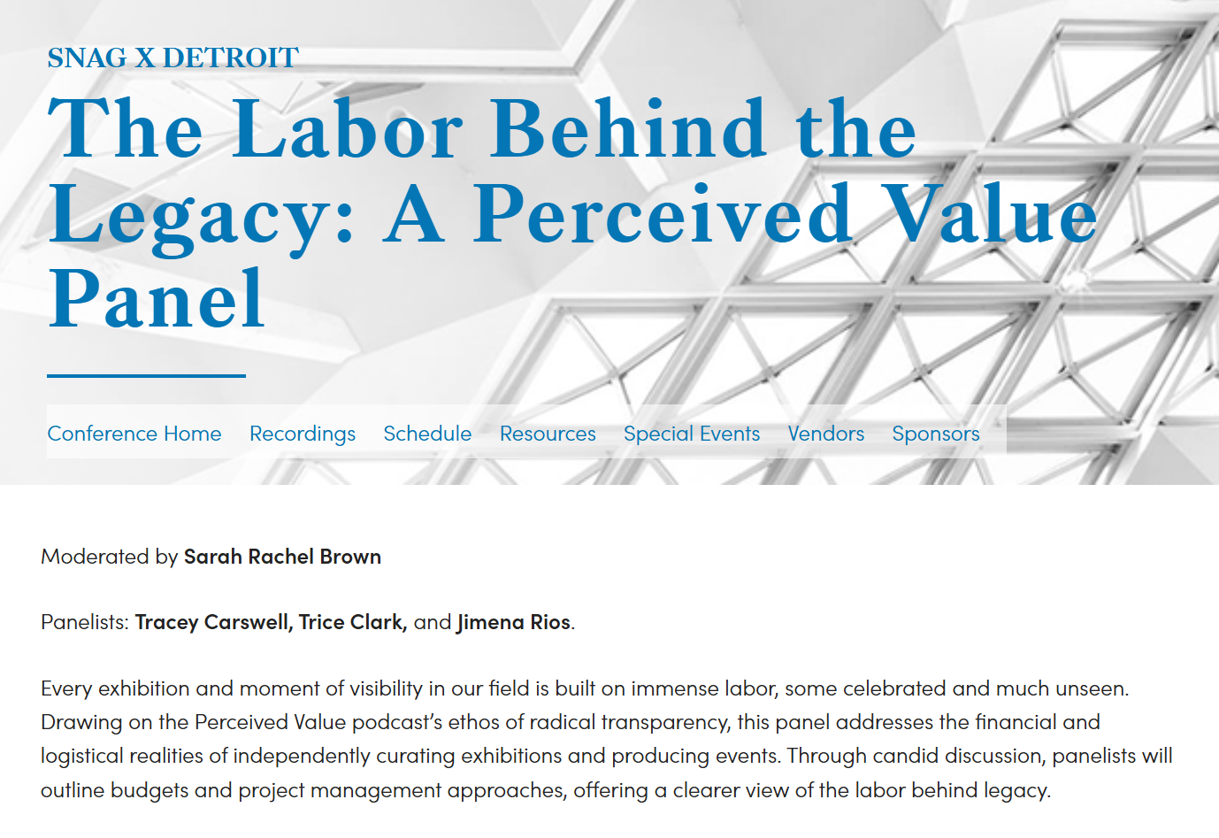 The Labor Behind the Legacy: A Perceived Value Panel at SNAG x Detroit