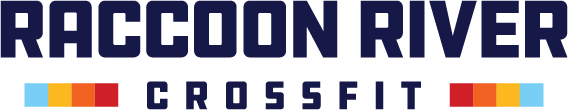 Raccoon River CrossFit logo with colorful blocks