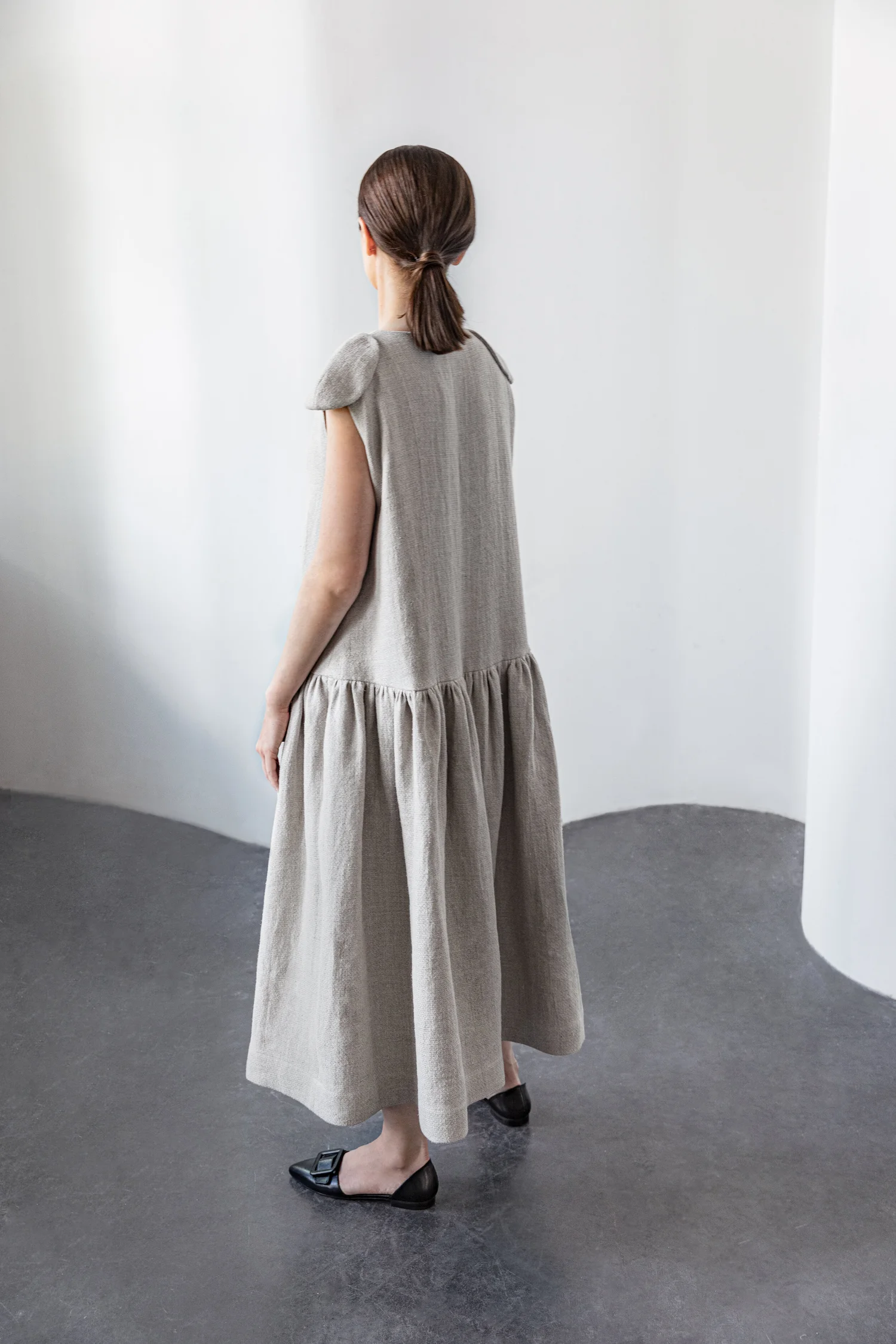 Short Silk Blend Dress in White
