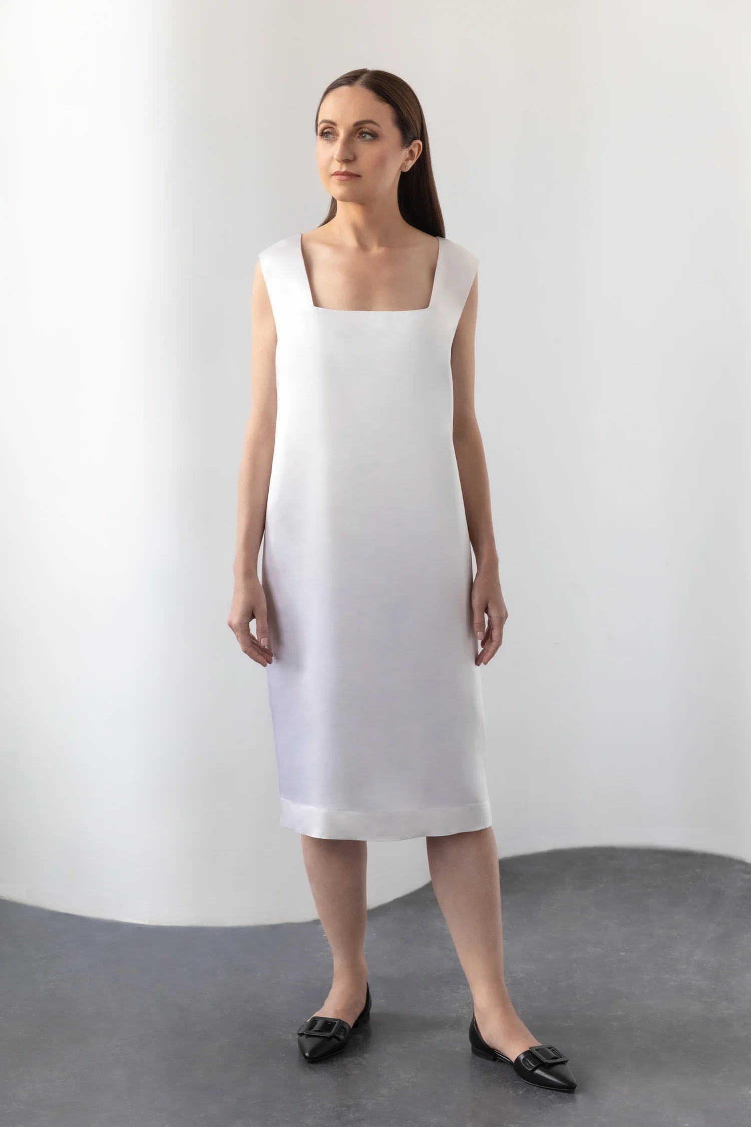 Long viscose dress White