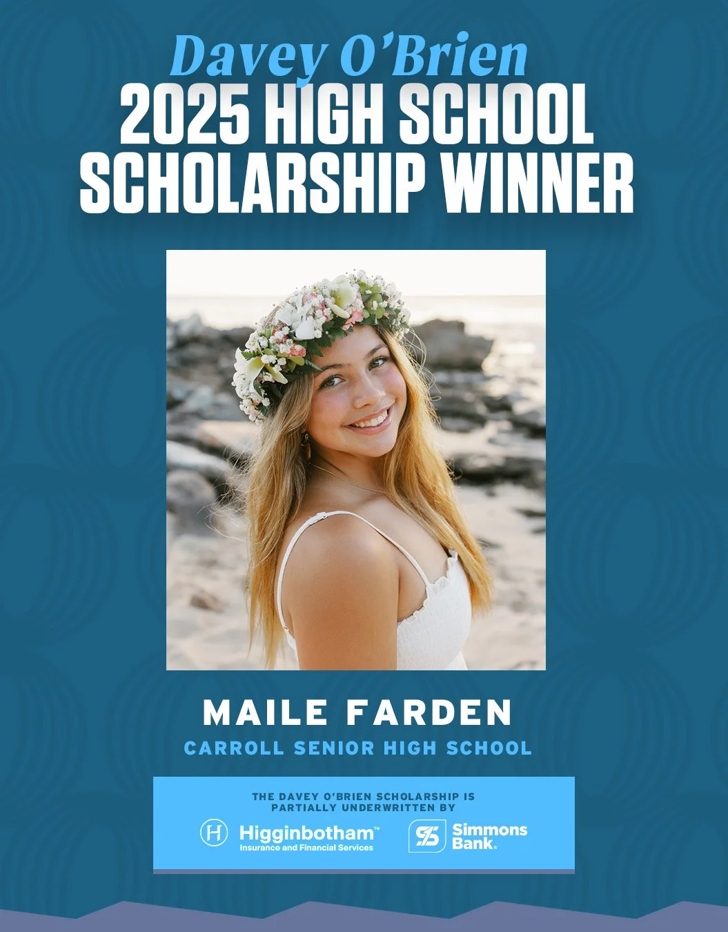 CARROLL’S FARDEN CLAIMS DAVEY O’BRIEN HIGH SCHOOL SCHOLARSHIP AWARD