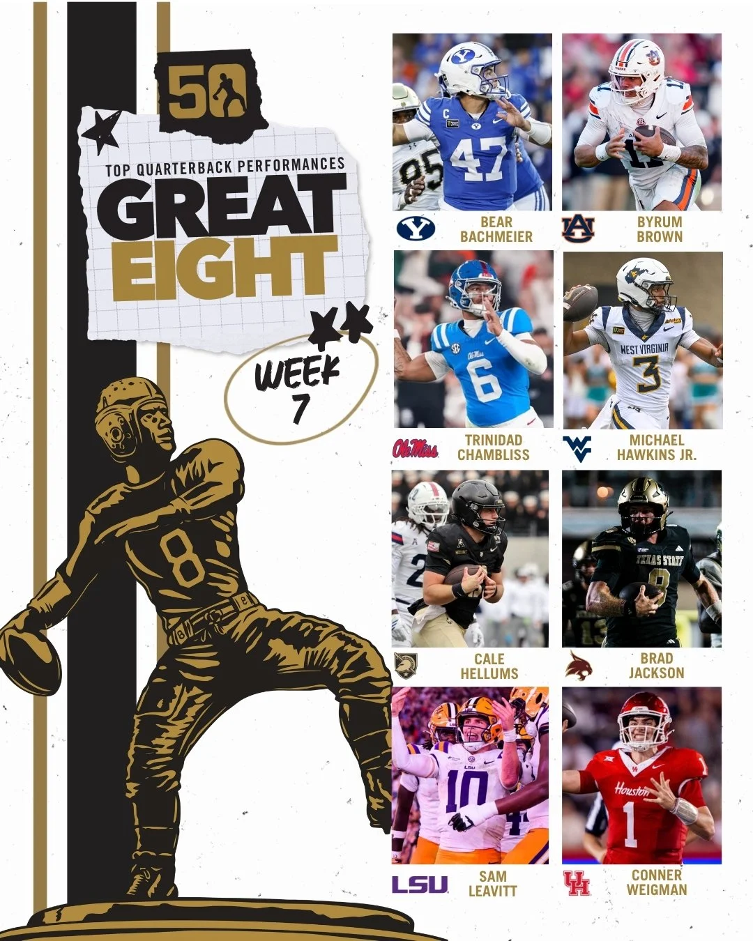 Davey O’Brien’s Great 8 for Week 7 Announced