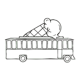 Tram with ice cream on roof