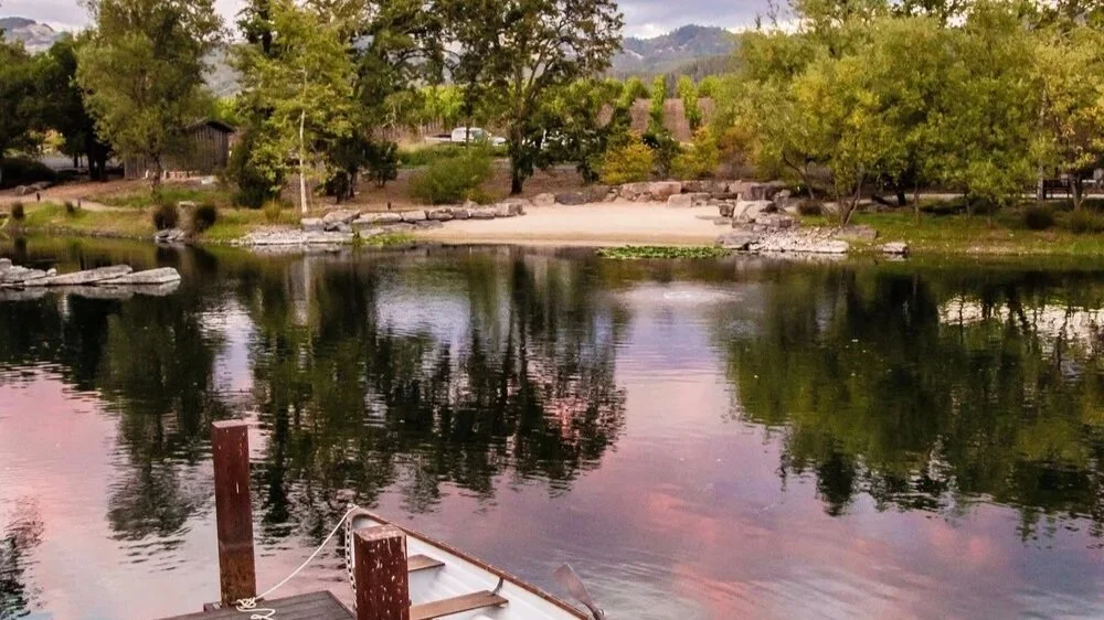 pond at sunset