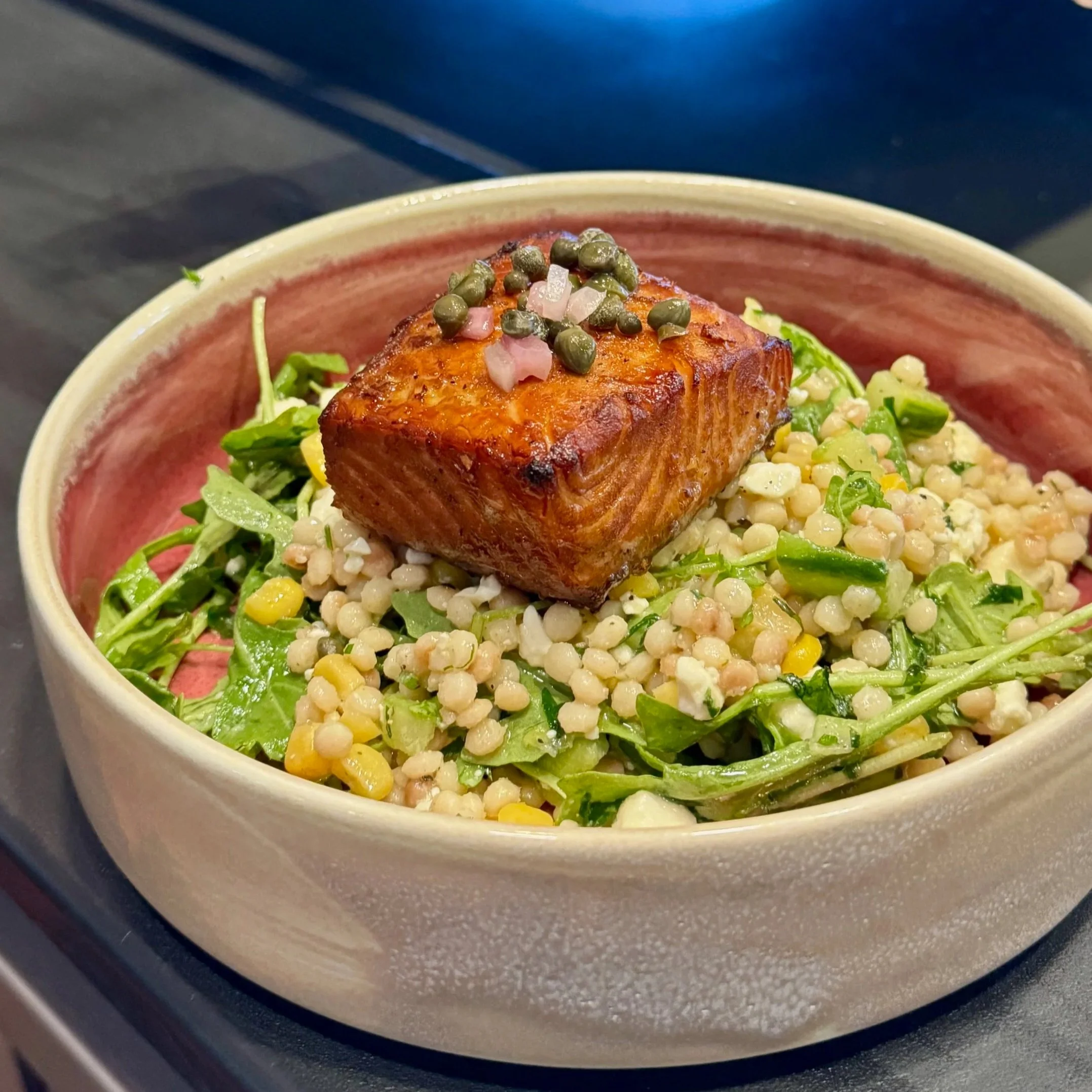 Couscous salad with Roasted Salmon