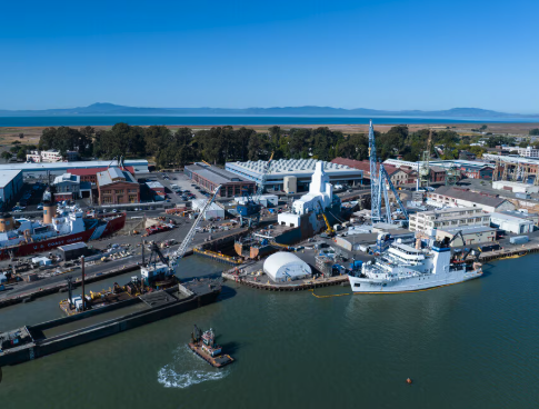 Mare Island, a former Bay Area naval base in the North Bay, is home to active boatyards and a large marina.