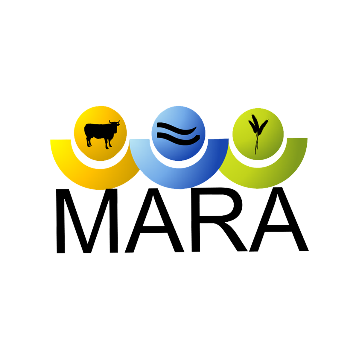 Colorful logo with three icons: a cow, waves, and crops, and the text 'MARA' beneath.