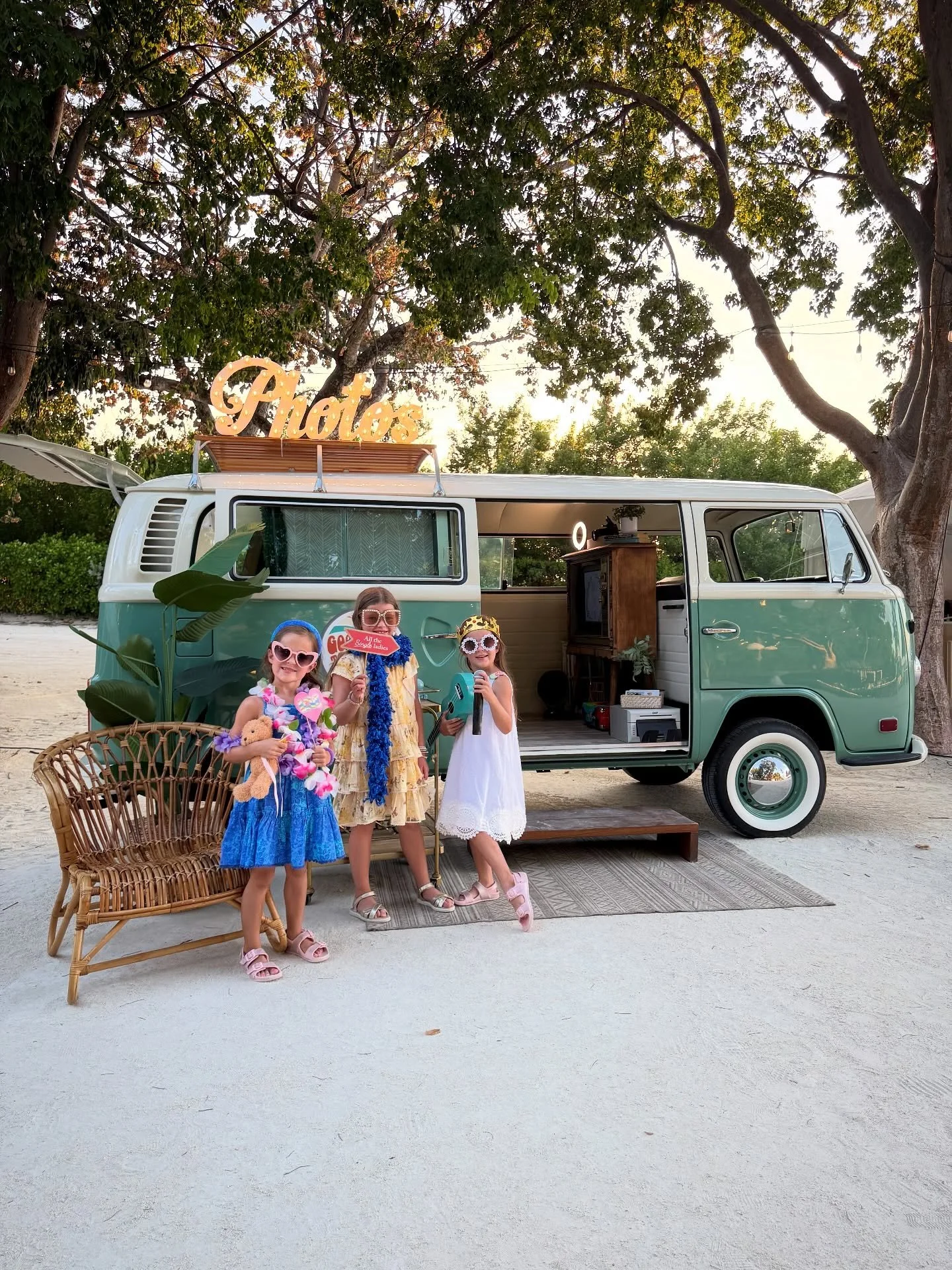 Tiny guests, big smiles, and unforgettable moments at the beautiful @keylargolighthousebeach 🚐✨&rdquo; #photoboothrental #keylargo #wedding #vw #floridakeys