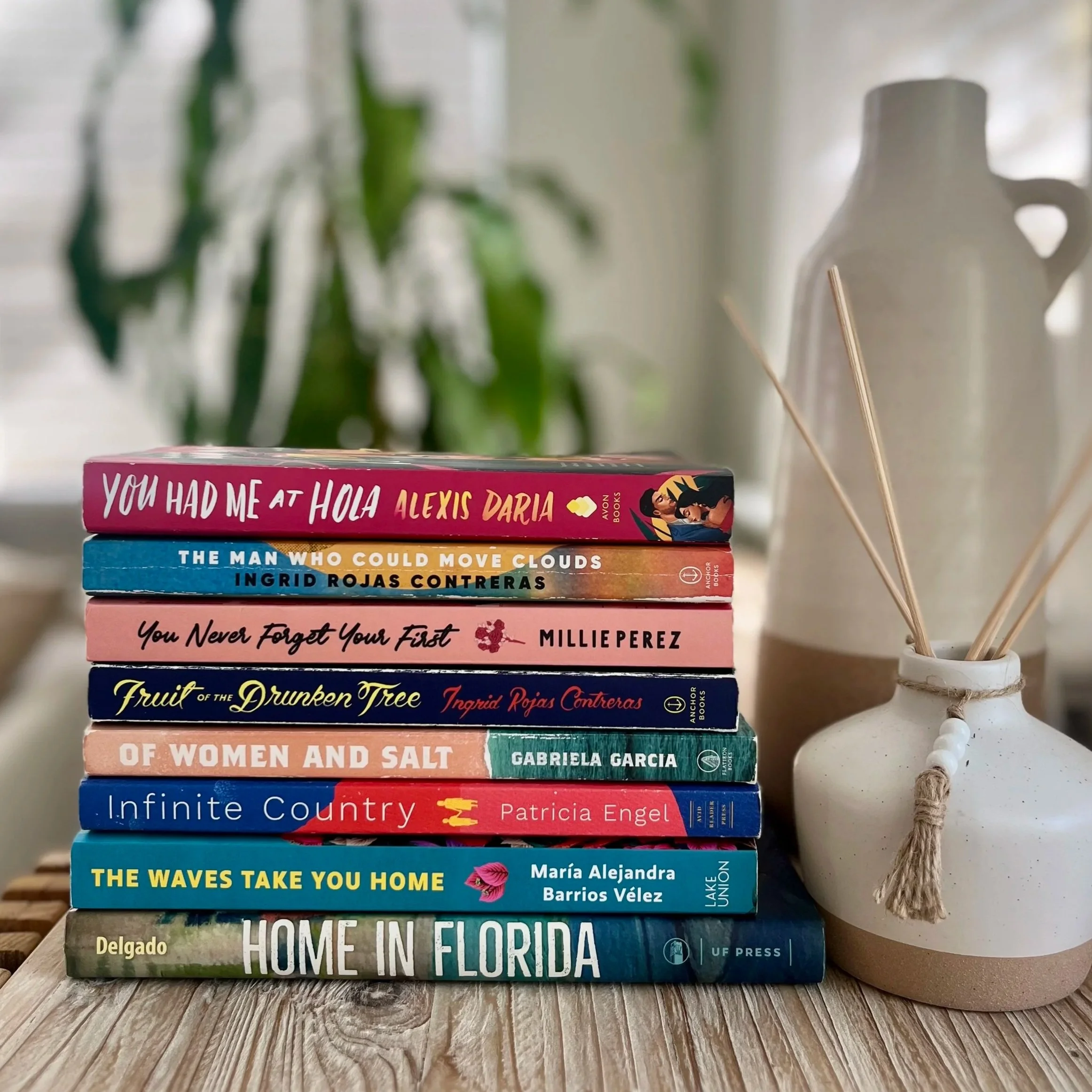 A stack of novels by Latin American women authors