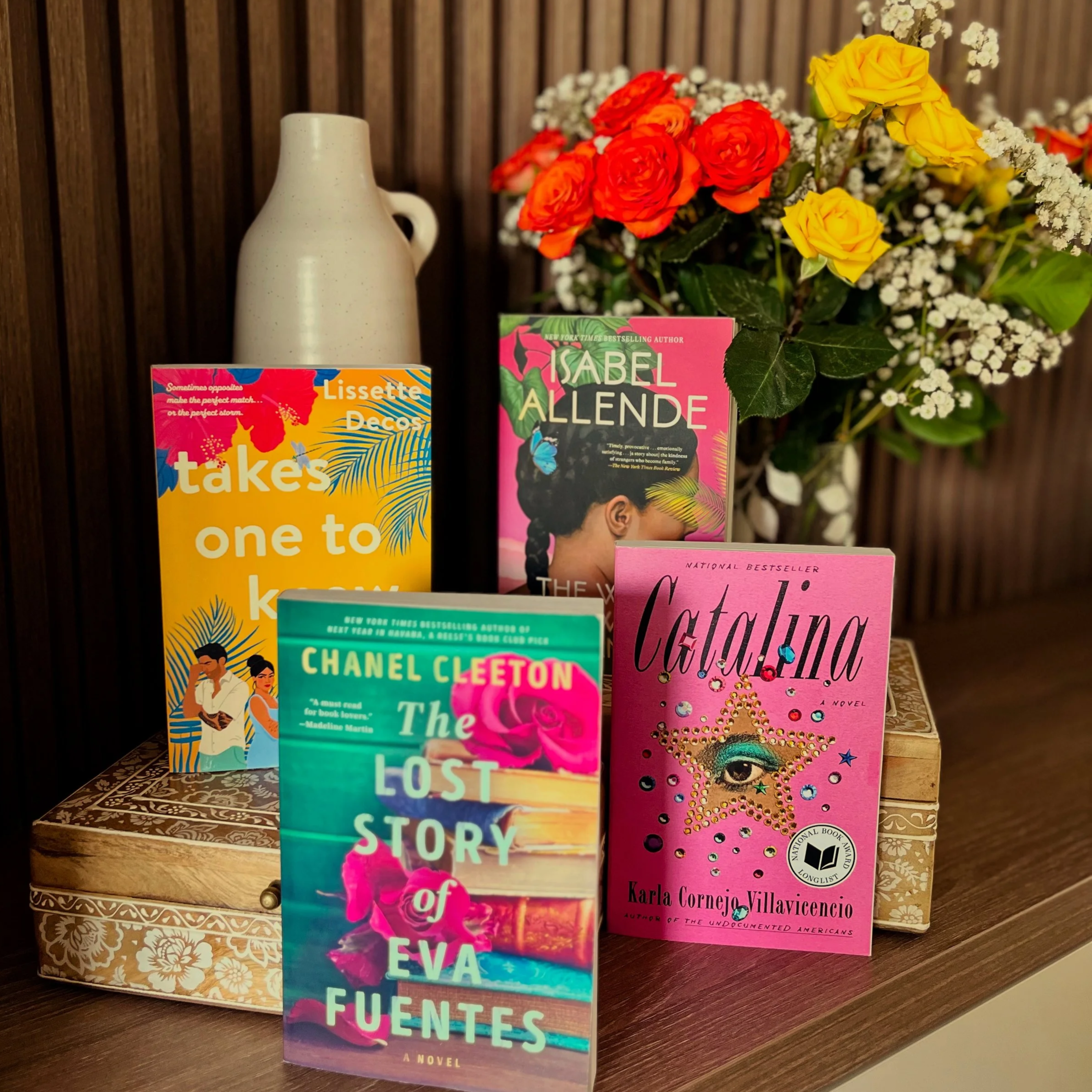 Colorful book covers by Latin American women writers