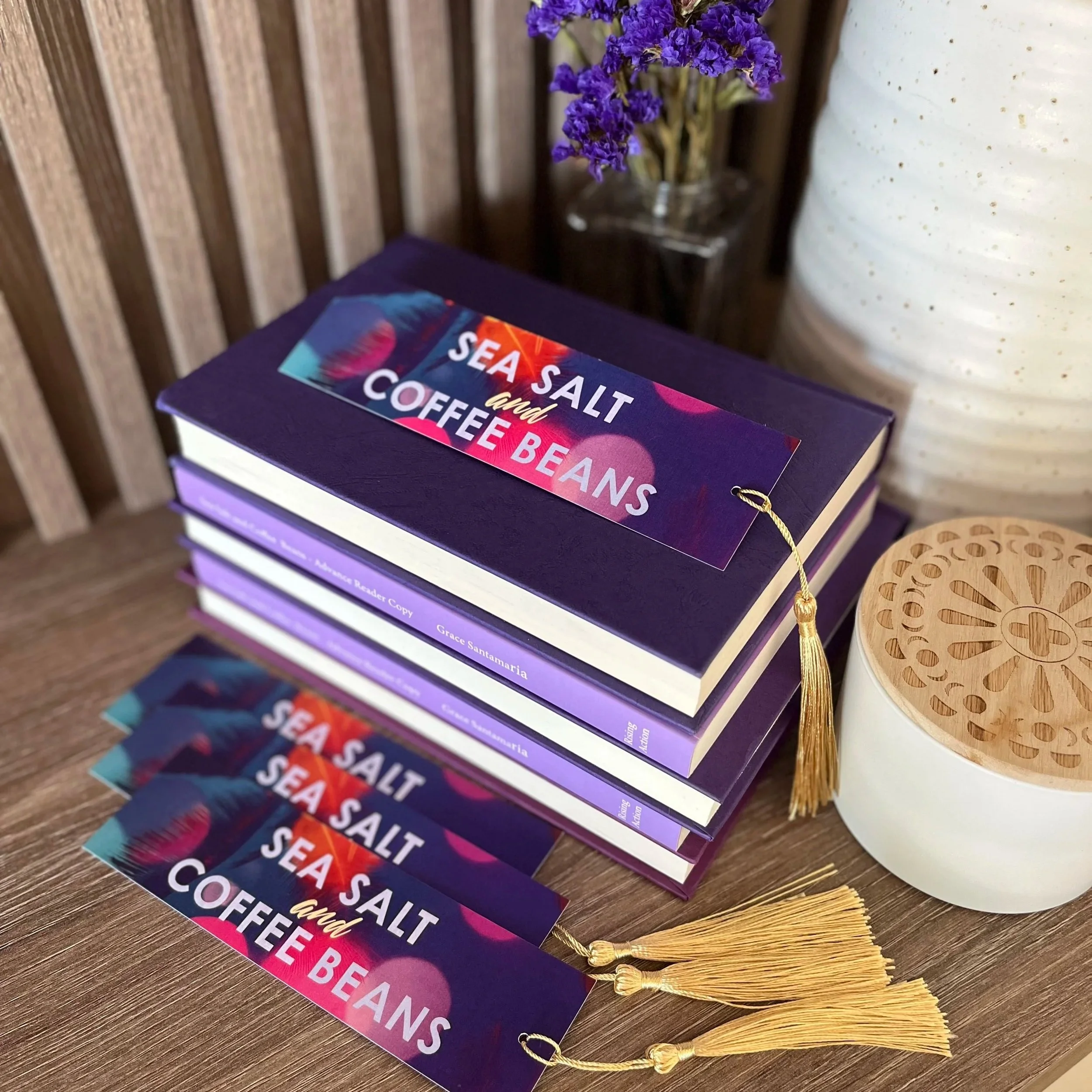 ARCs of Sea Salt and Coffee Beans and bookmarks