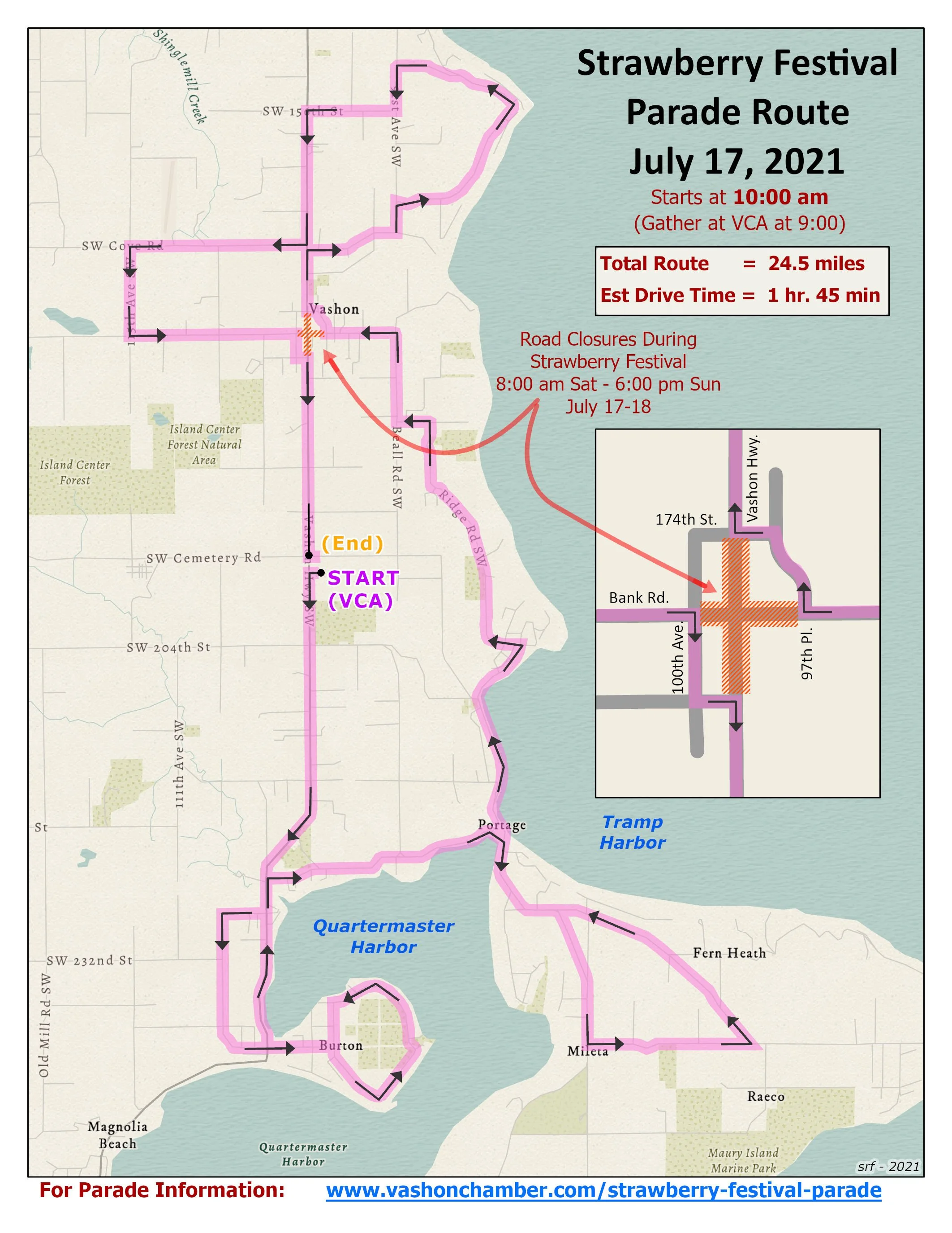Vashon Island Strawberry Festival Parade Route, Stefan Freelan, 2021, 8x11
