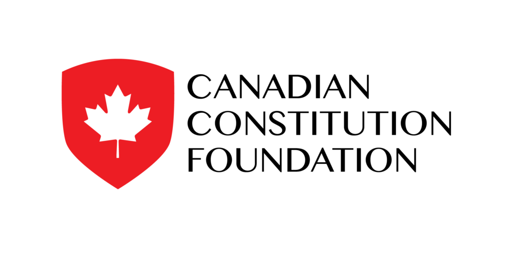 Logo of the Canadian Constitution Foundation with a red shield and a white maple leaf, and the organization's name in black text.