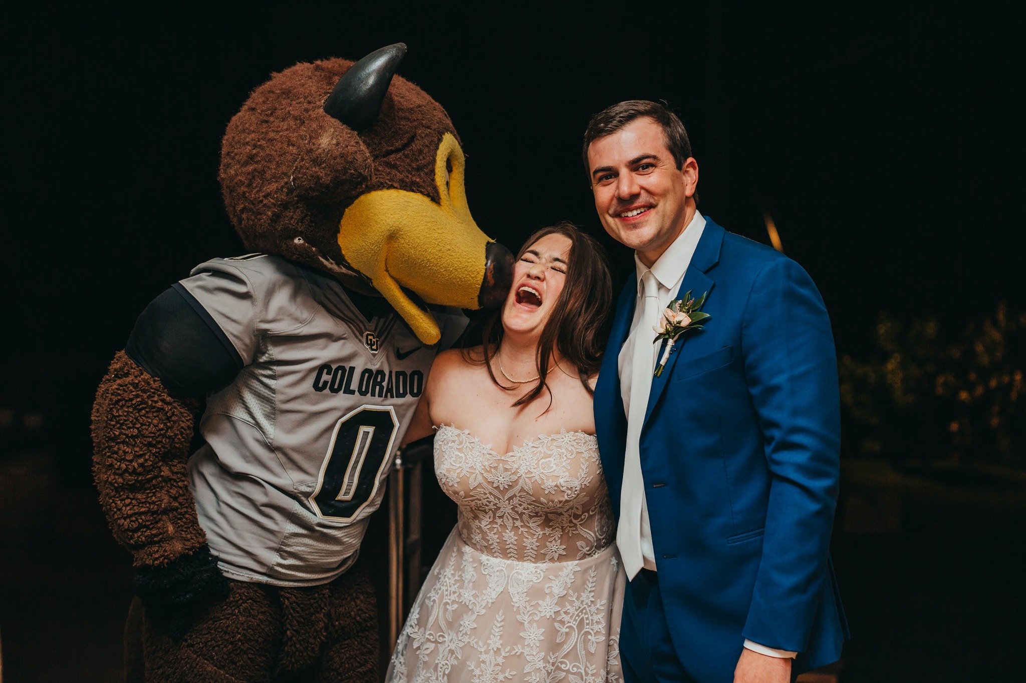 Happy graduation buffs! 🖤🦬💛 When you're ready to tie the knot, Chip says we are the best in the biz 🤪

Makeup: Mari
📷: @tyler.paigephotography 
👰: @dyoung5 
👗: @emmaandgracebridal.denver