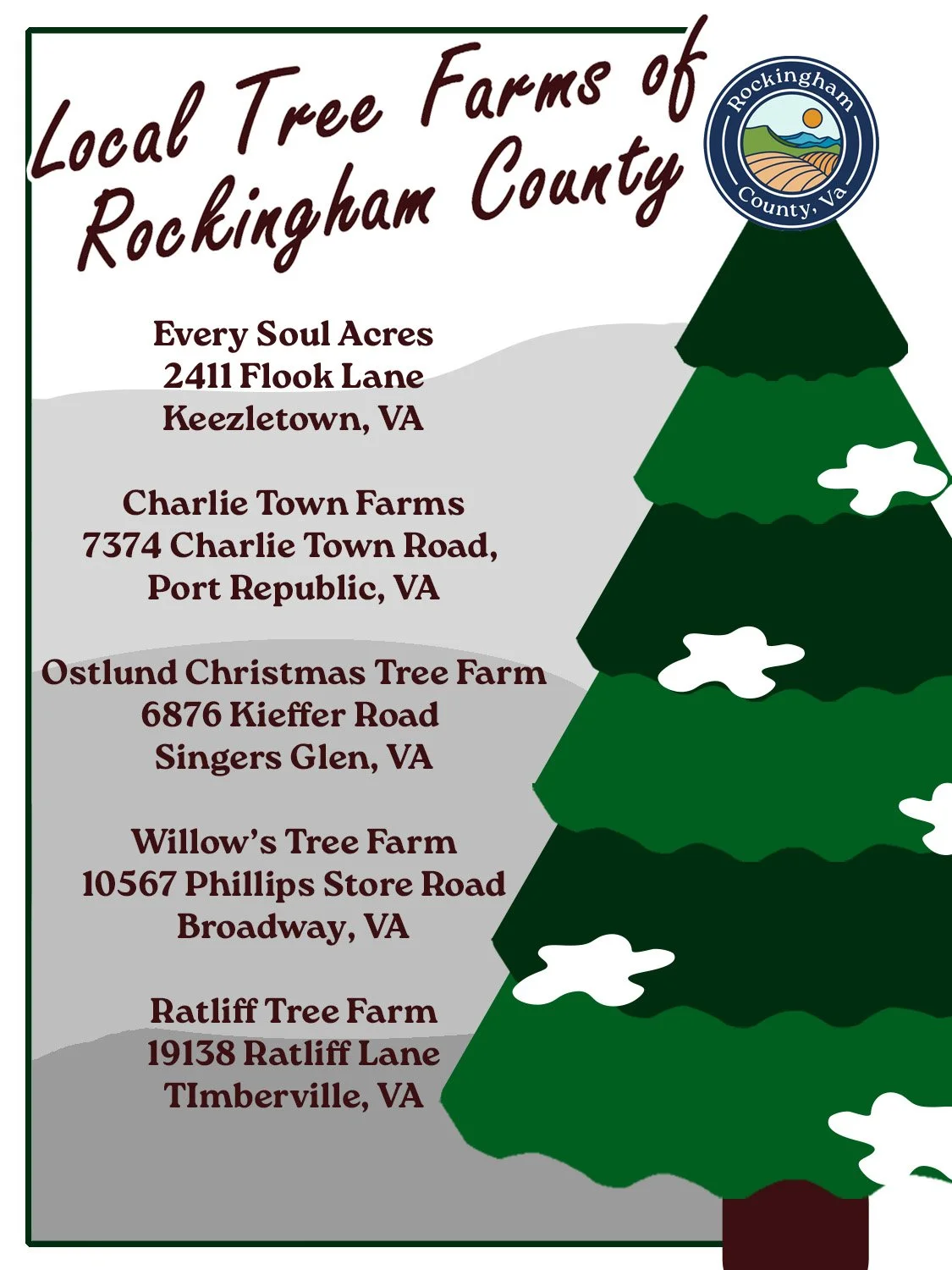 Searching for the perfect Christmas tree? Start right here in Rockingham County!
Whether you love the scent of fresh pine, enjoy hunting for the just-right shape, or simply want to make special holiday memories with family and friends, our local tree
