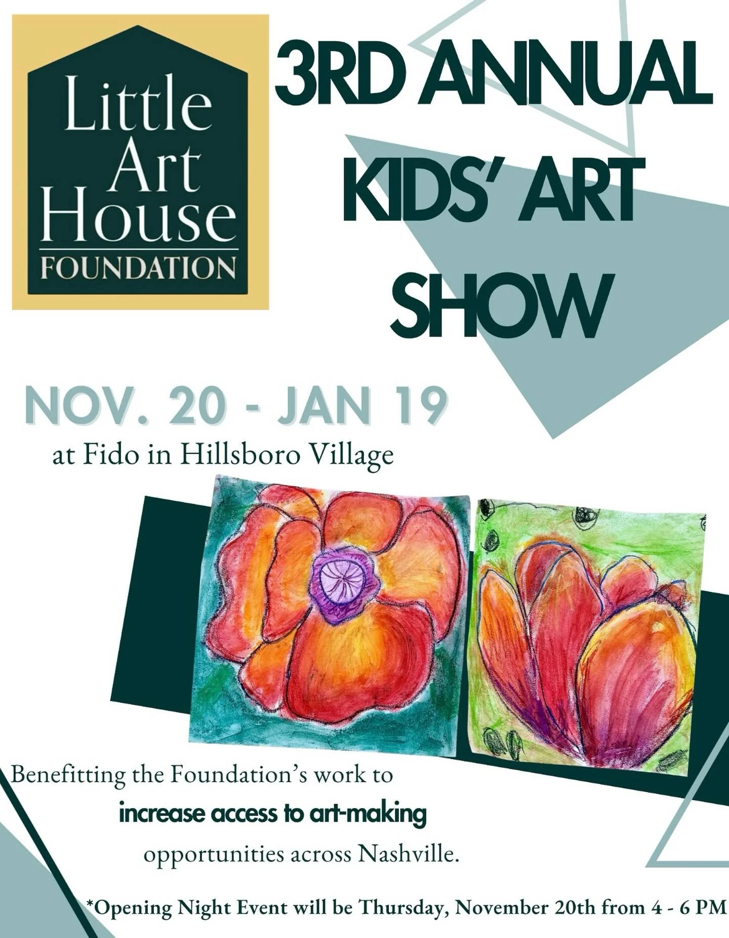 Here we go again! The 3rd Annual Kids Art Show is coming up soon! If your young artist has participated in a session class with us any time in 2025, you can submit one work of art for them to have in the show. It’s SO much fun to swing by Fido