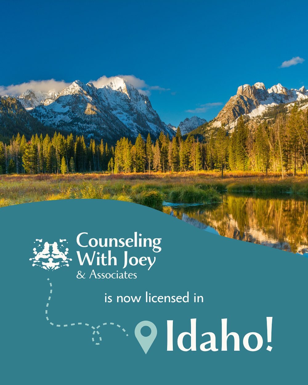 We&rsquo;re thrilled to announce that Counseling With Joey &amp; Associates is now licensed to provide telehealth services in Idaho! Our licensure is expanding every day - The Gem State is joining California, Colorado, Connecticut, Indiana, Nevada, T