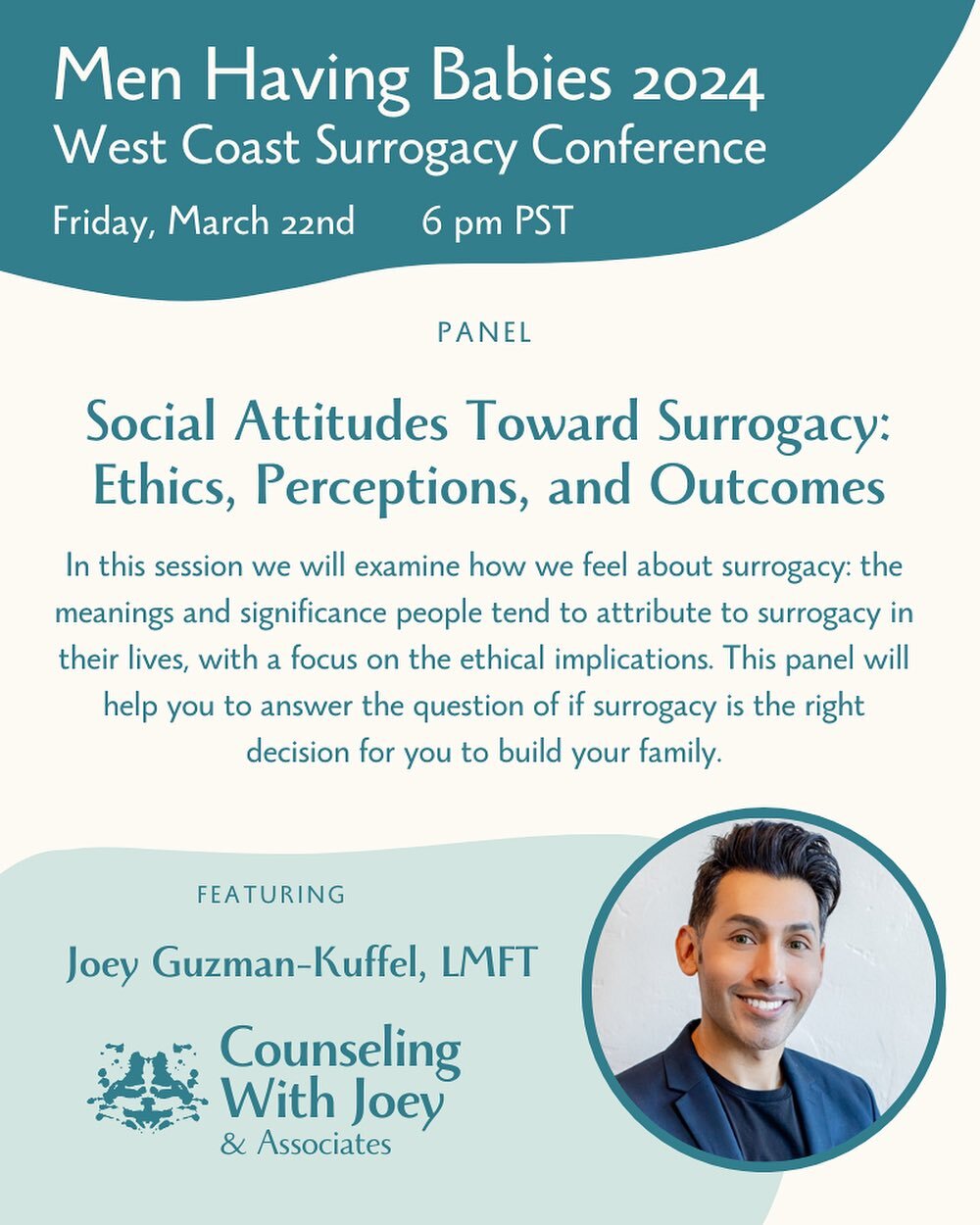 We&rsquo;re thrilled to share that Joey will be speaking on a panel at this year&rsquo;s @MenHavingBabies conference at the  Marines&rsquo; Memorial Club &amp; Hotel in San Francisco! Join Joey and other industry experts on Friday, March 22nd at 6 pm