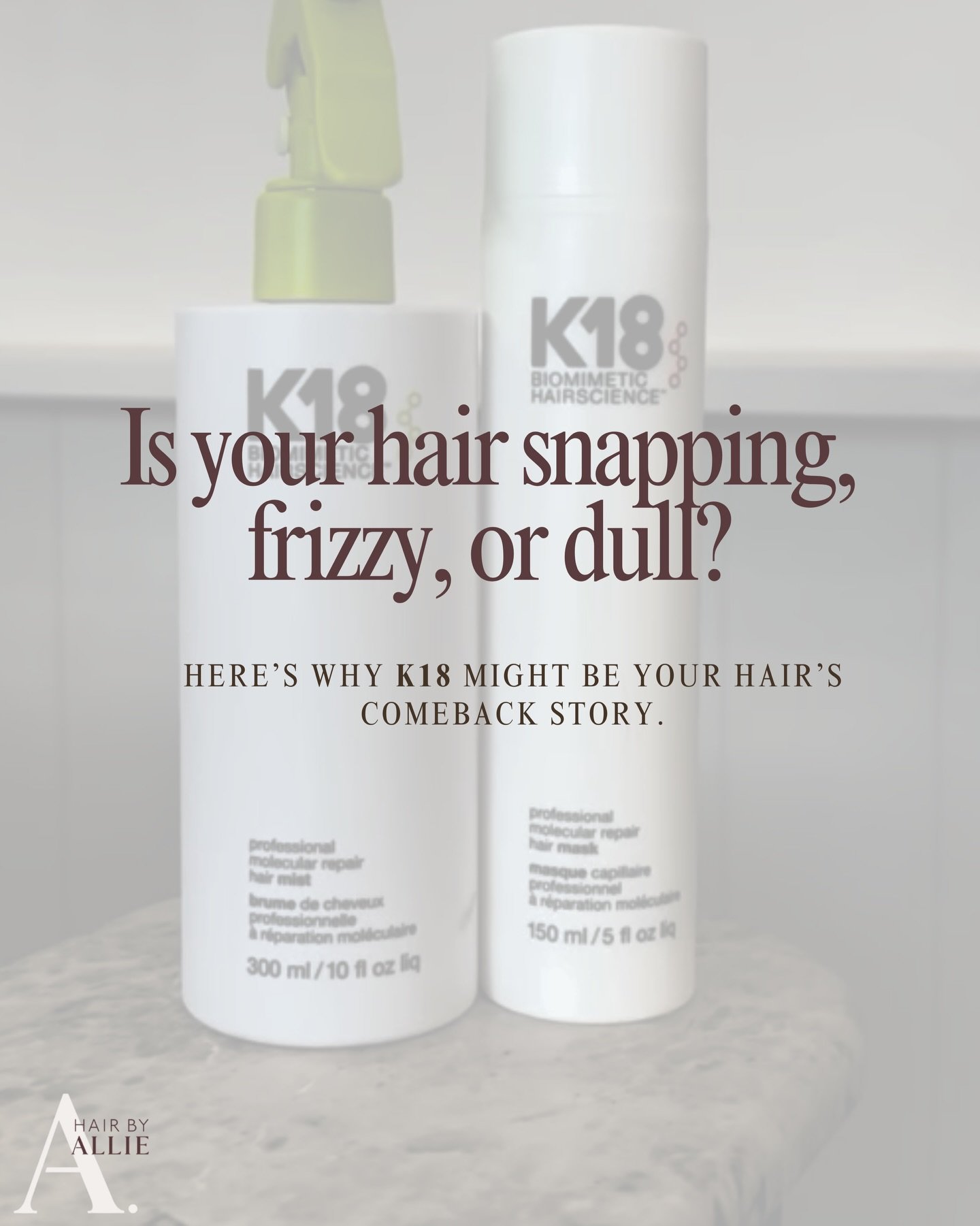 We&rsquo;re obsessed with the results from using K18 in the salon. 

This treatment works at a molecular level to repair damaged hair, bringing strength, softness, and shine back to life.

Perfect for hair that&rsquo;s been coloured, bleached, or hea