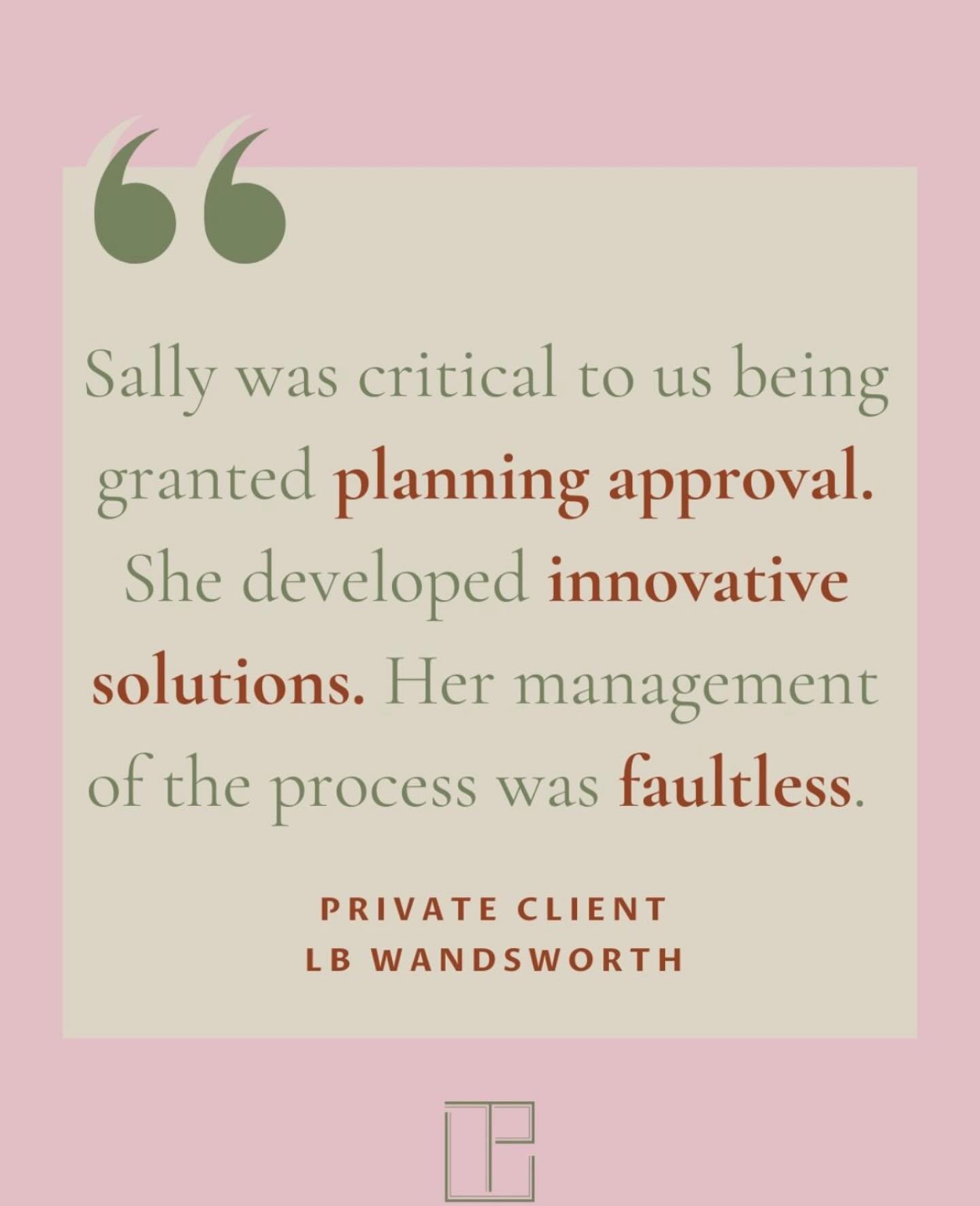 💫 I&rsquo;m delighted to have received this incredible feedback from a valued client:

Sally did an excellent job on a challenging project; we had previously had a planning application rejected, and Sally was critical to us being granted planning ap