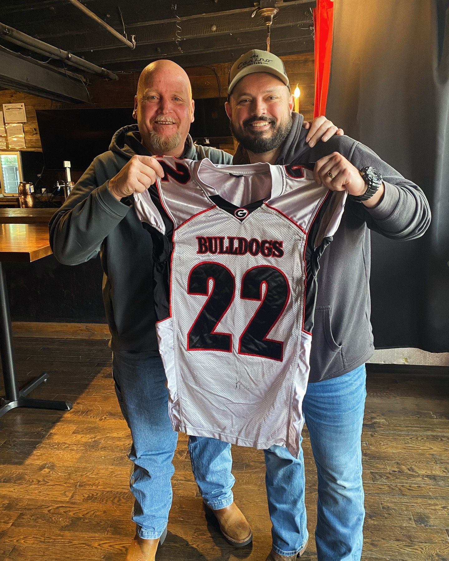 When coach surprises you at your Nashville gig with your old Jersey from back in the day! #nationalchamps #bulldogsfootball #footballfam