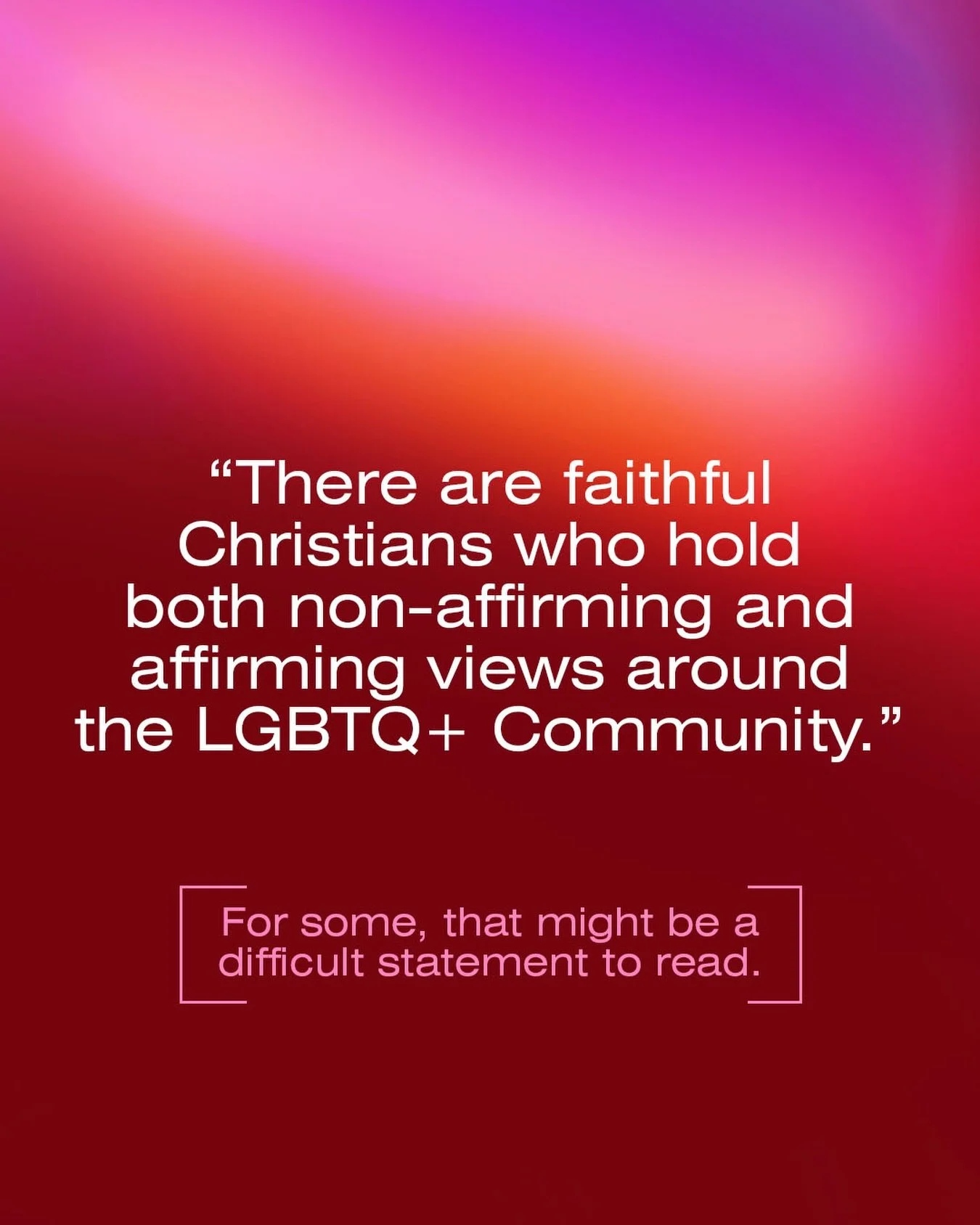 On both sides of this discussion, this statement might be a difficult one to accept. But, the Church needs everyone. Not just the people you agree with. Not just people who share your similar experience. 

Read more in our &ldquo;In Part&rdquo; serie