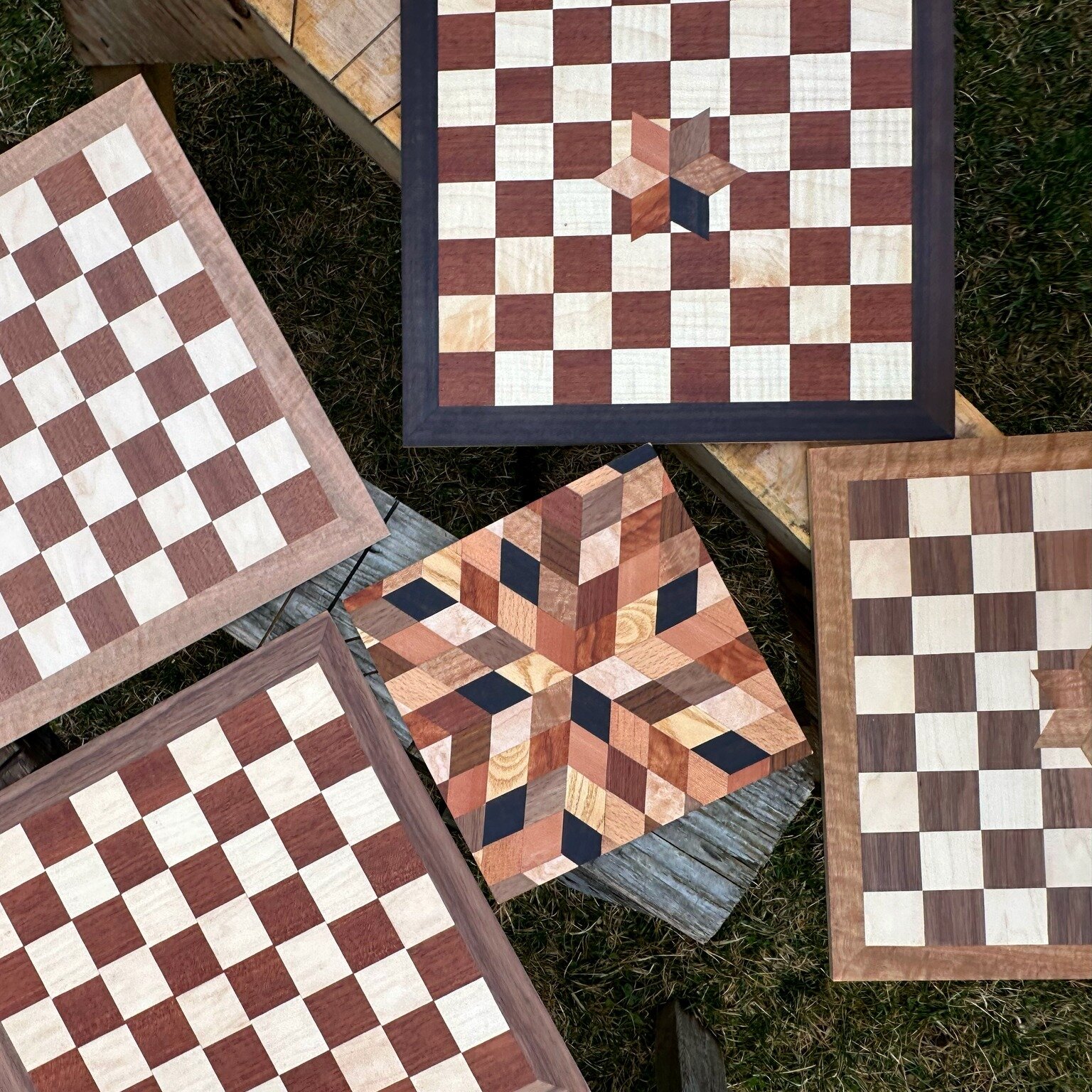 Gorgeous work from Intro to Parquetry last week! Students got to choose veneer from a variety of wood species then learned to cut and assemble pieces into geometric patterns. 

Once patterns were fully laid out and taped together as one unit, student