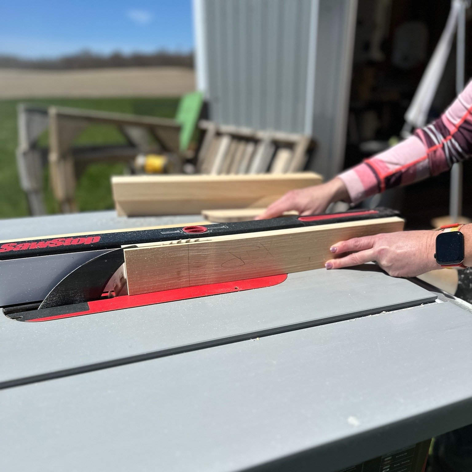 We enjoyed some beautiful weather last Friday while teaching our Table Saw Fundamentals class. In this class, we highlight safe techniques for using an inherently dangerous tool, while getting in lots of practice ripping and cross cutting. Students b