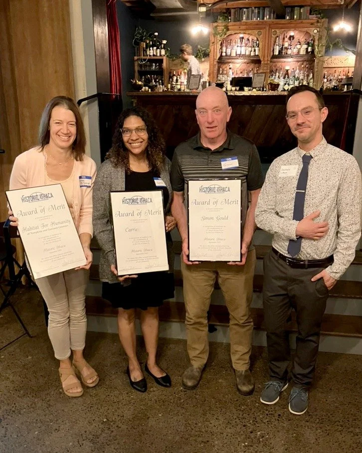 Our teaching assistant Carrie won an award from Historic Ithaca for her home restoration! Through Habitat for Humanity, Carrie worked over 900 hours of 'sweat equity' to restore her South Hill home alongside builder Simon Gould. They preserved origin